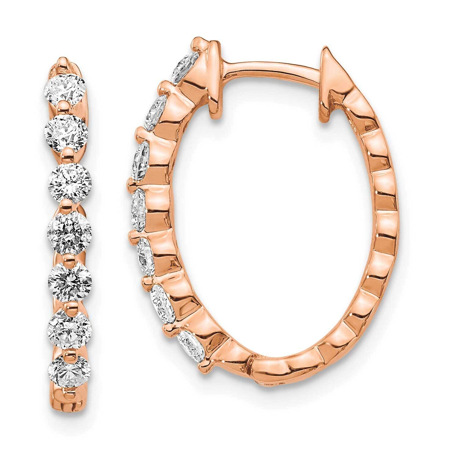 Aa Diamond Hinged Hoop Earrings 14k Rose Gold EM5410-075-RA, MPN: EM5410-075-RA, 883957045436