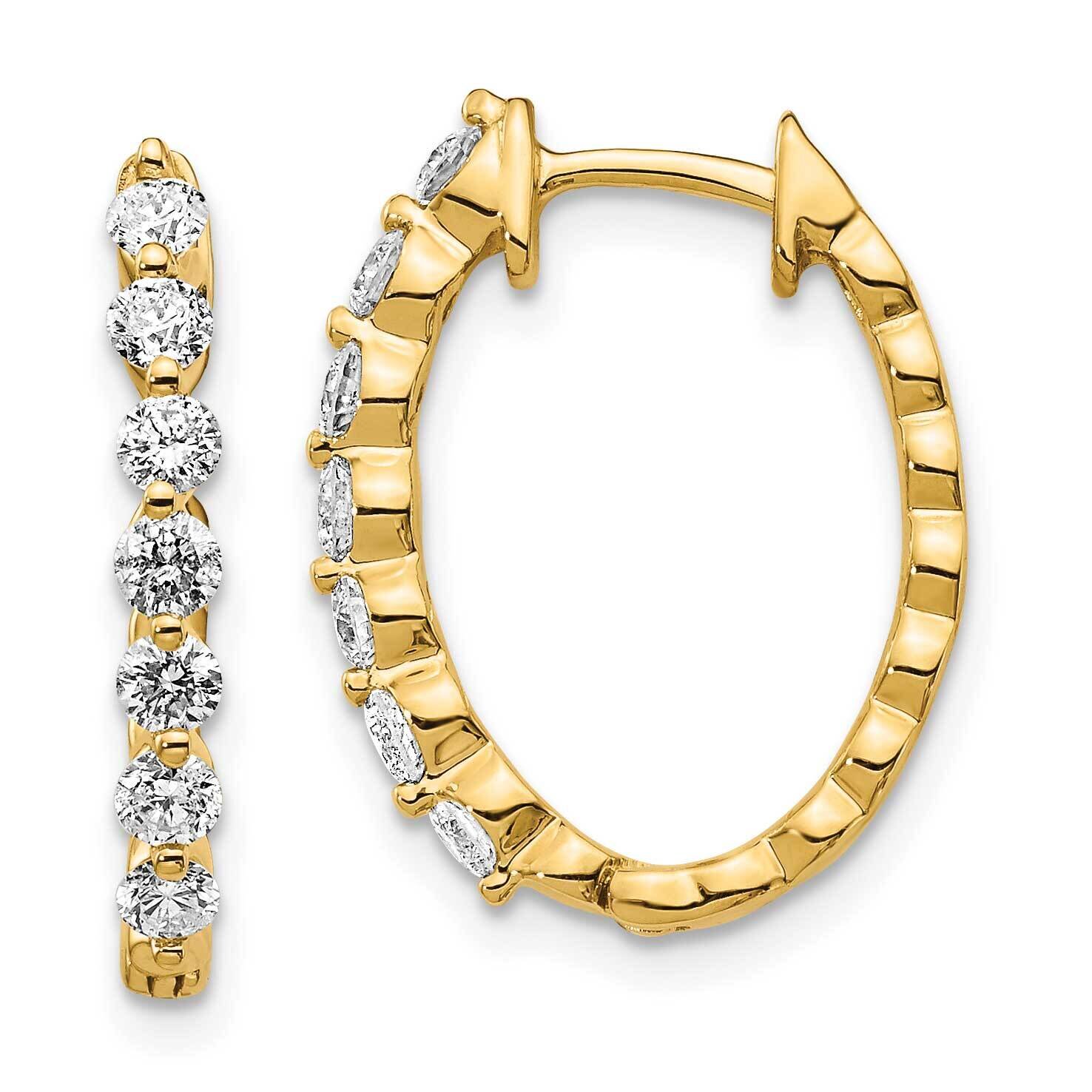 Hinged Hoop Earrings 14k Gold AA Diamond EM5410-075-YA, MPN: EM5410-075-YA, 883957091129