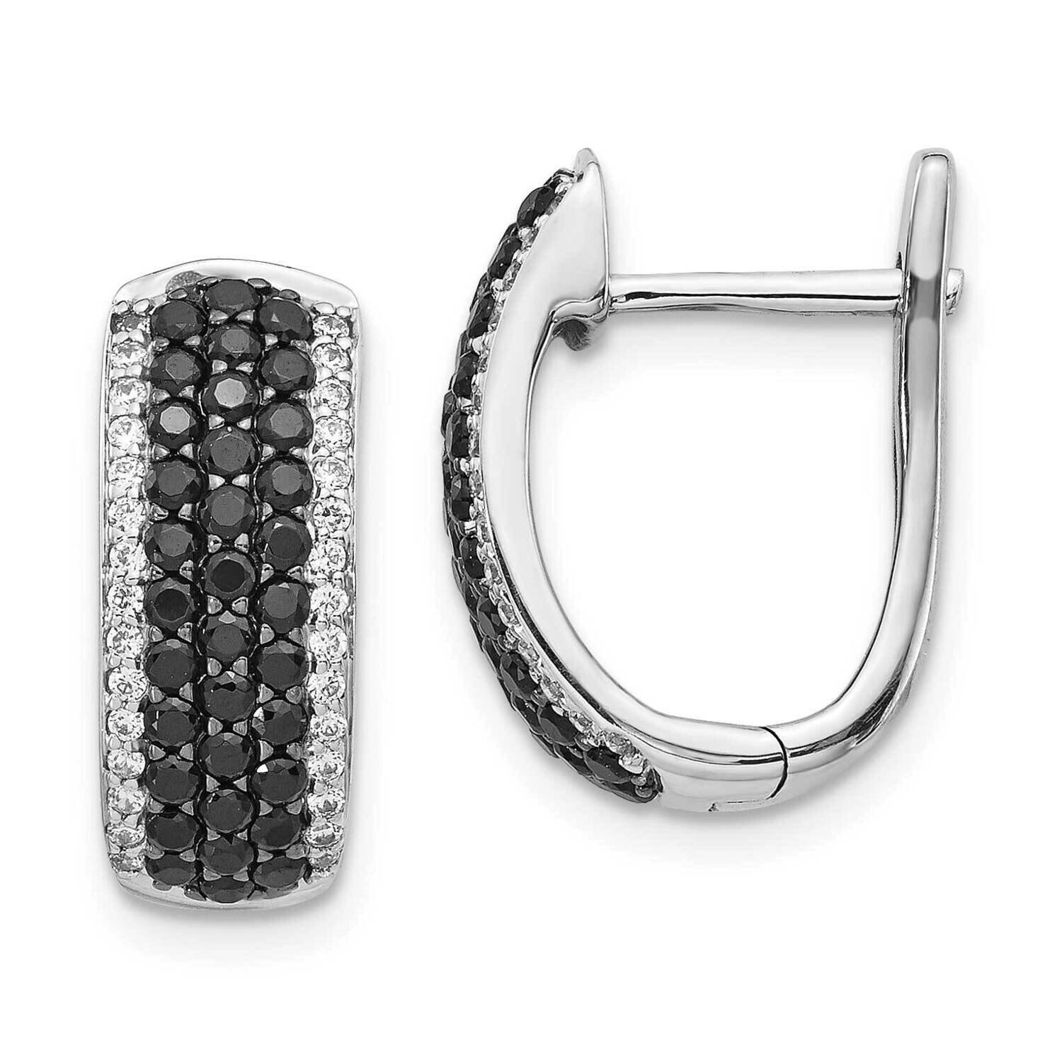 Black &amp; White Diamond Hinged Hoop Earrings 14k White Gold EM5417-BK-100-WA, MPN: EM5417-BK-100-WA, …