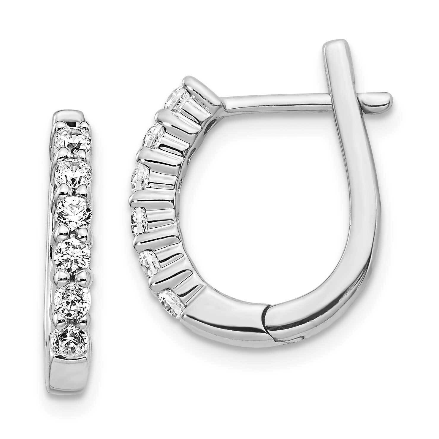 Hinged Hoop Earrings 14k White Gold Diamond EM5418-050-WA