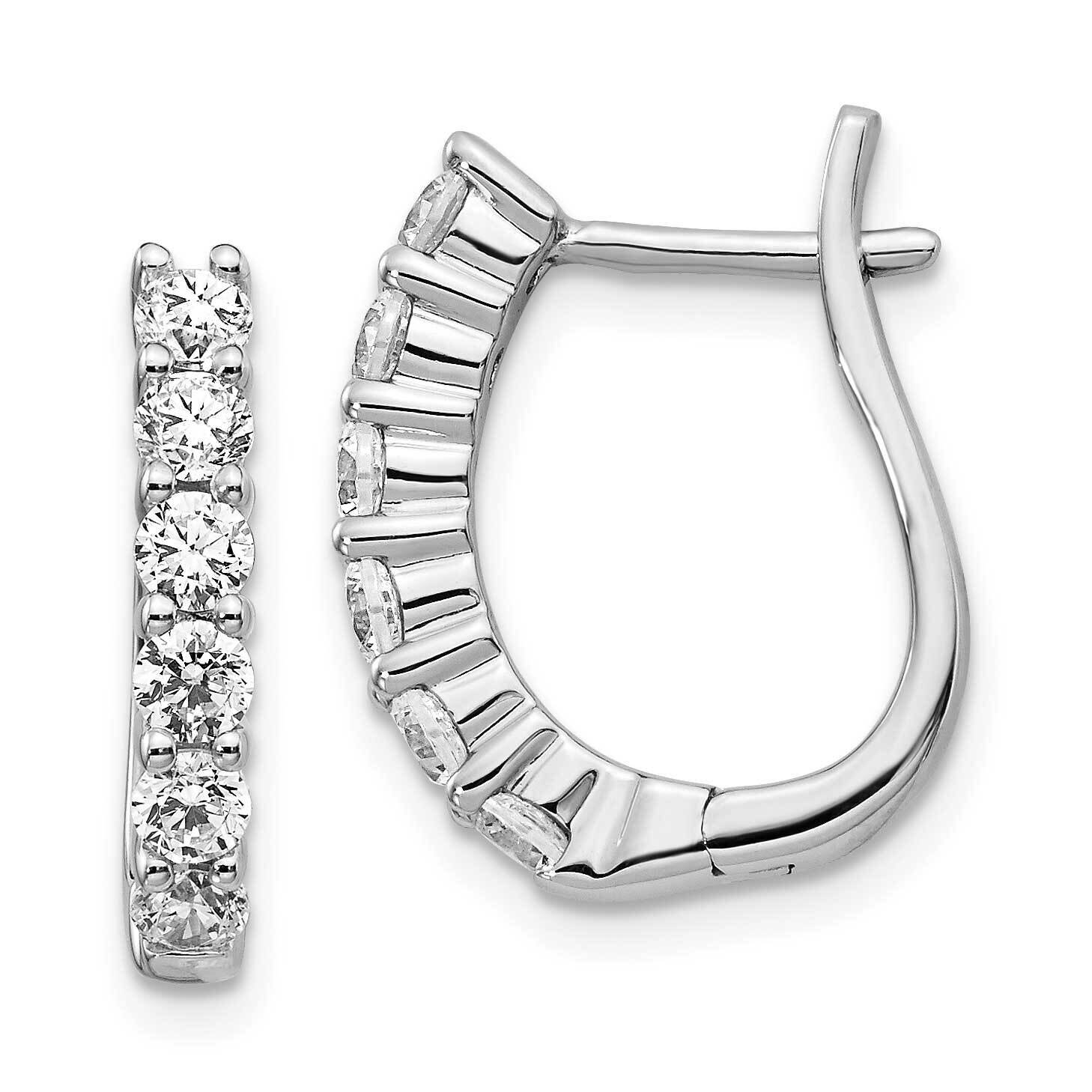 Hinged Hoop Earrings 14k White Gold Diamond EM5419-100-WA, MPN: EM5419-100-WA, 818050010531