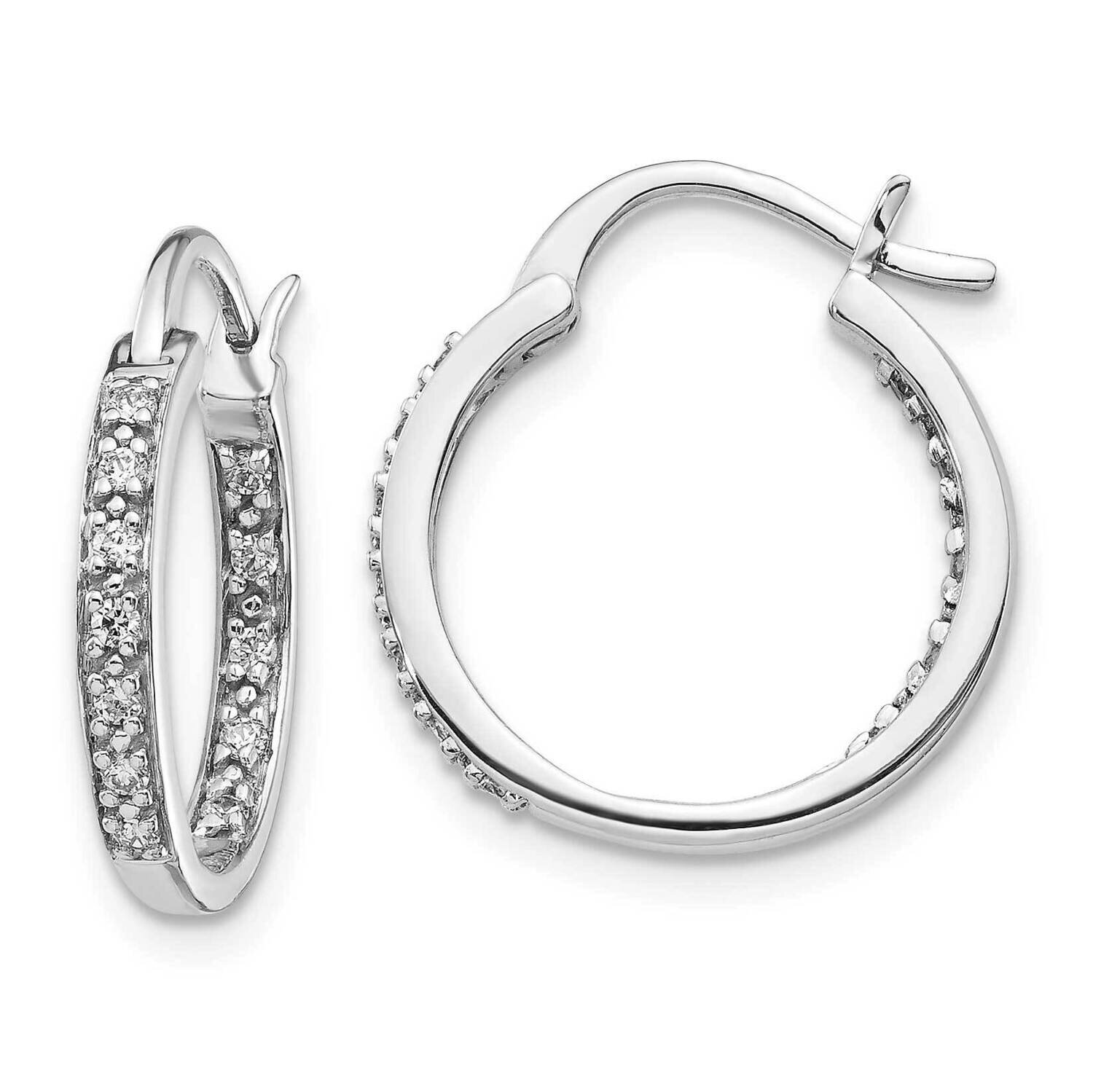 In &amp; Out Hoop Earrings 14k White Gold Diamond EM5423-025-WA, MPN: EM5423-025-WA, 191101536649