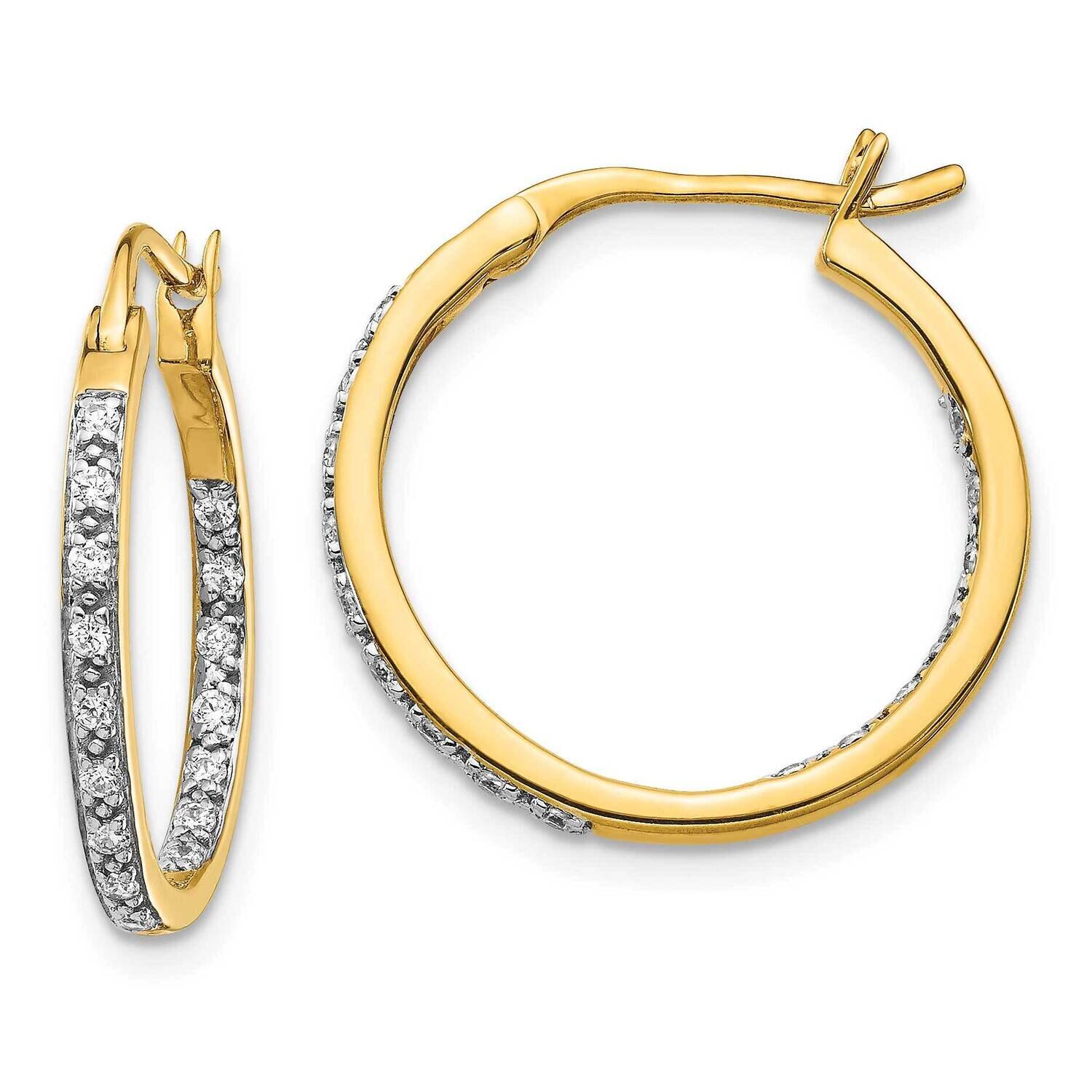 In &amp; Out Hoop Earrings 14k Gold Diamond EM5423-033-YA, MPN: EM5423-033-YA, 191101536717