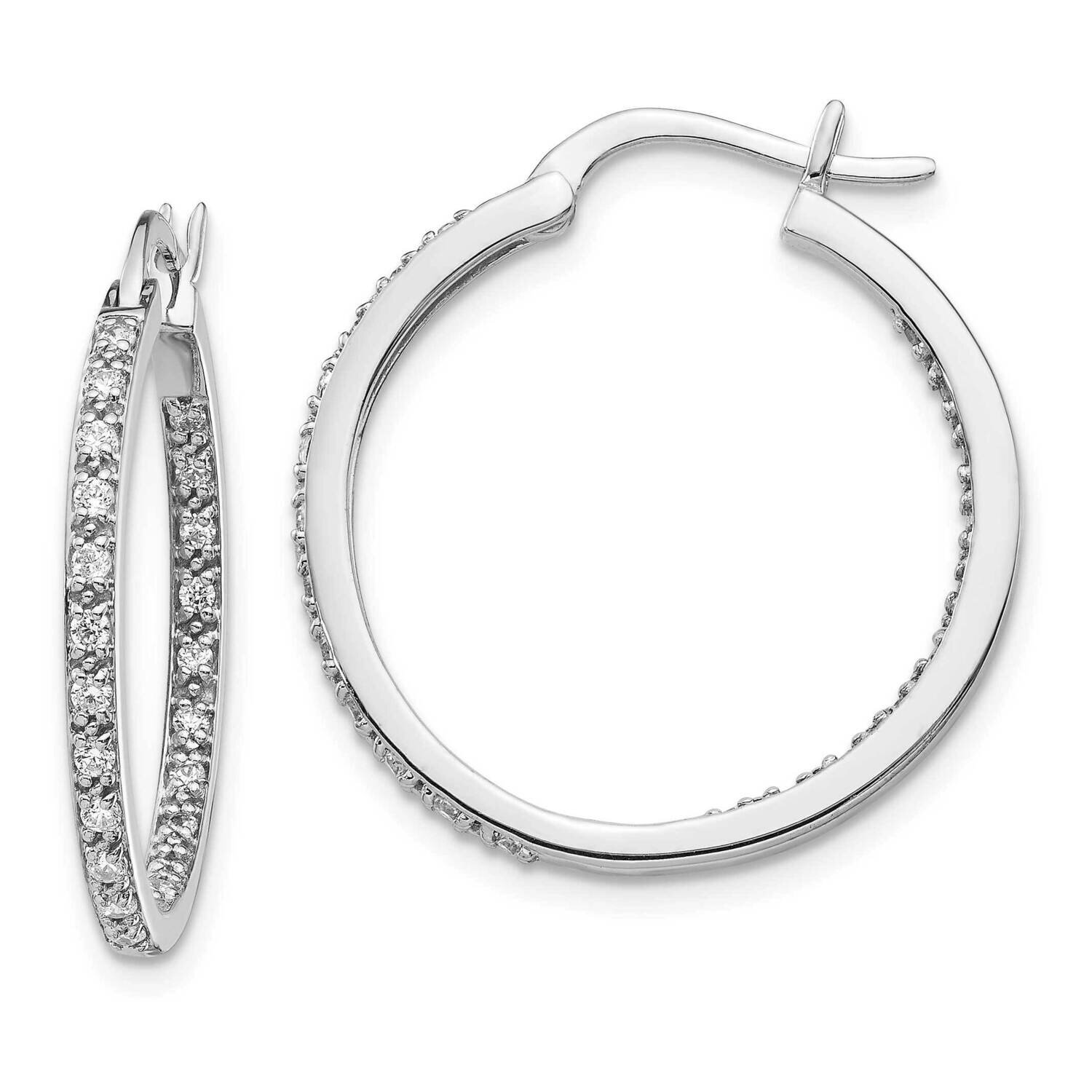 In & Out Hoop Earrings 14k White Gold Diamond EM5423-050-WA