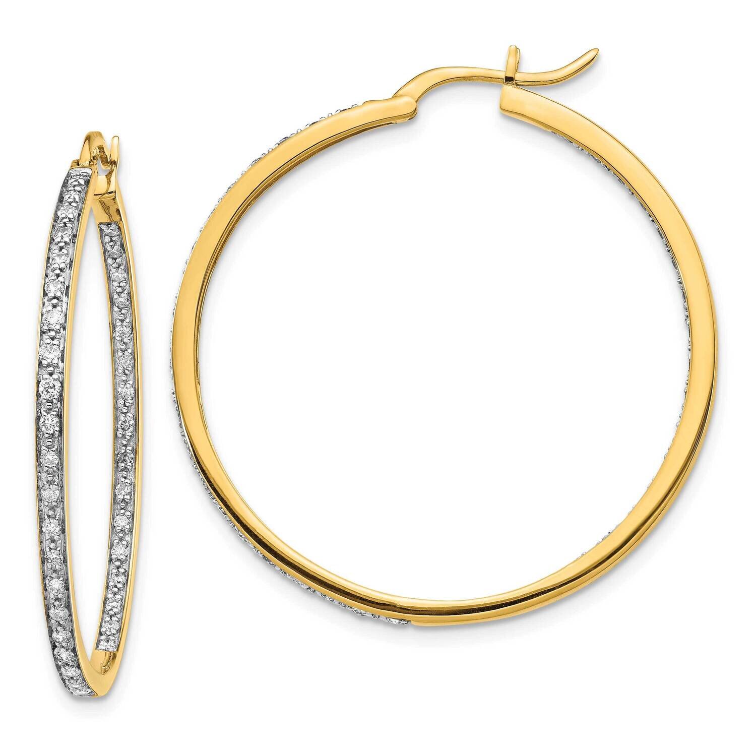 In & Out Hoop Earrings 14k Gold Diamond EM5423-062-YA