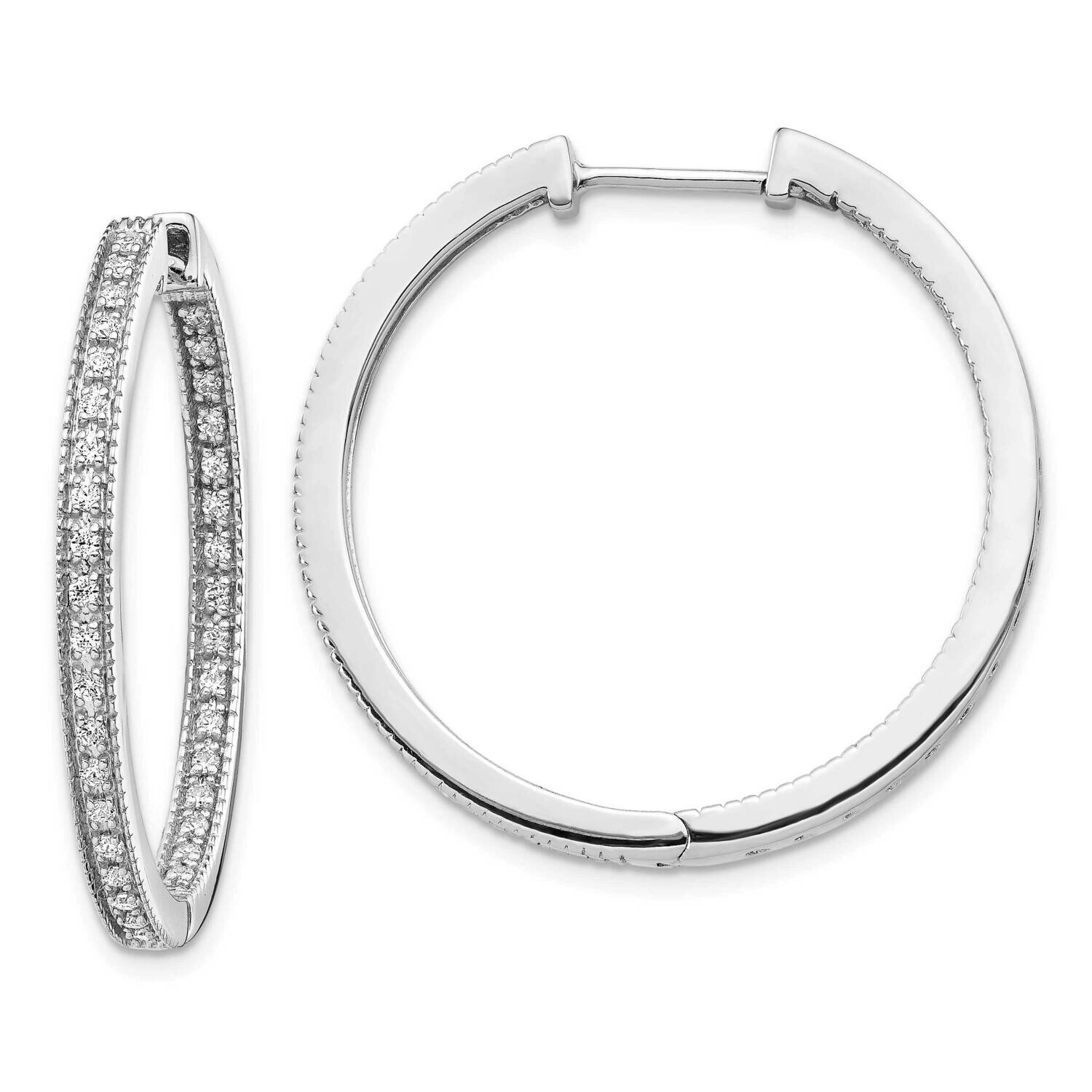 Polished Diamond In and Out Hinged Hoop Earrings 14k White Gold EM5424-025-WA, MPN: EM5424-025-WA, …