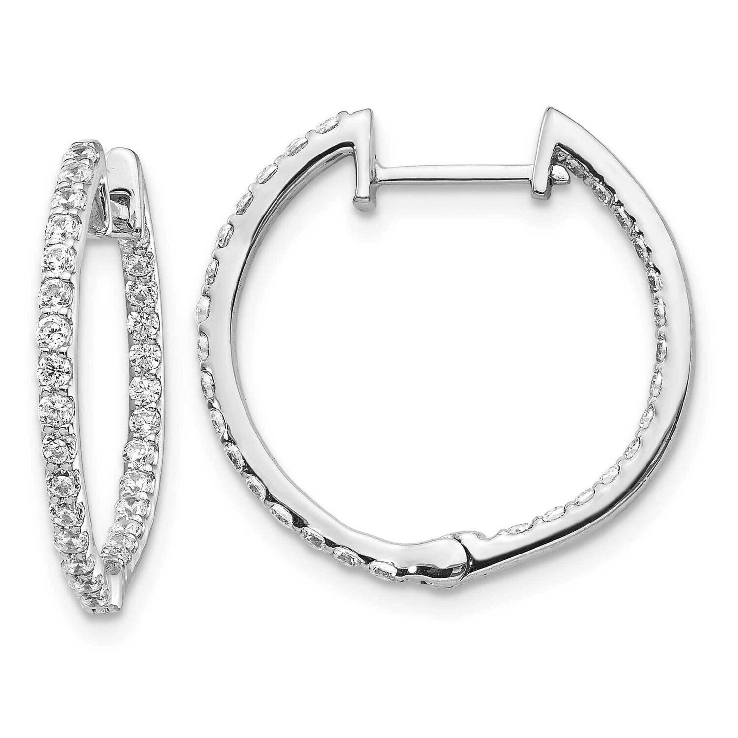 Hoop Earrings 14k White Gold Diamond EM5425-075-WA