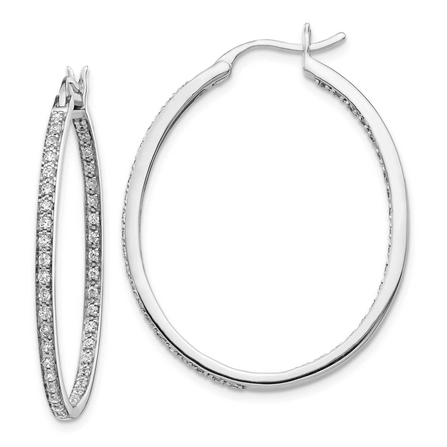 In & Out Hoop Earrings 14k White Gold Diamond EM5427-075-WA