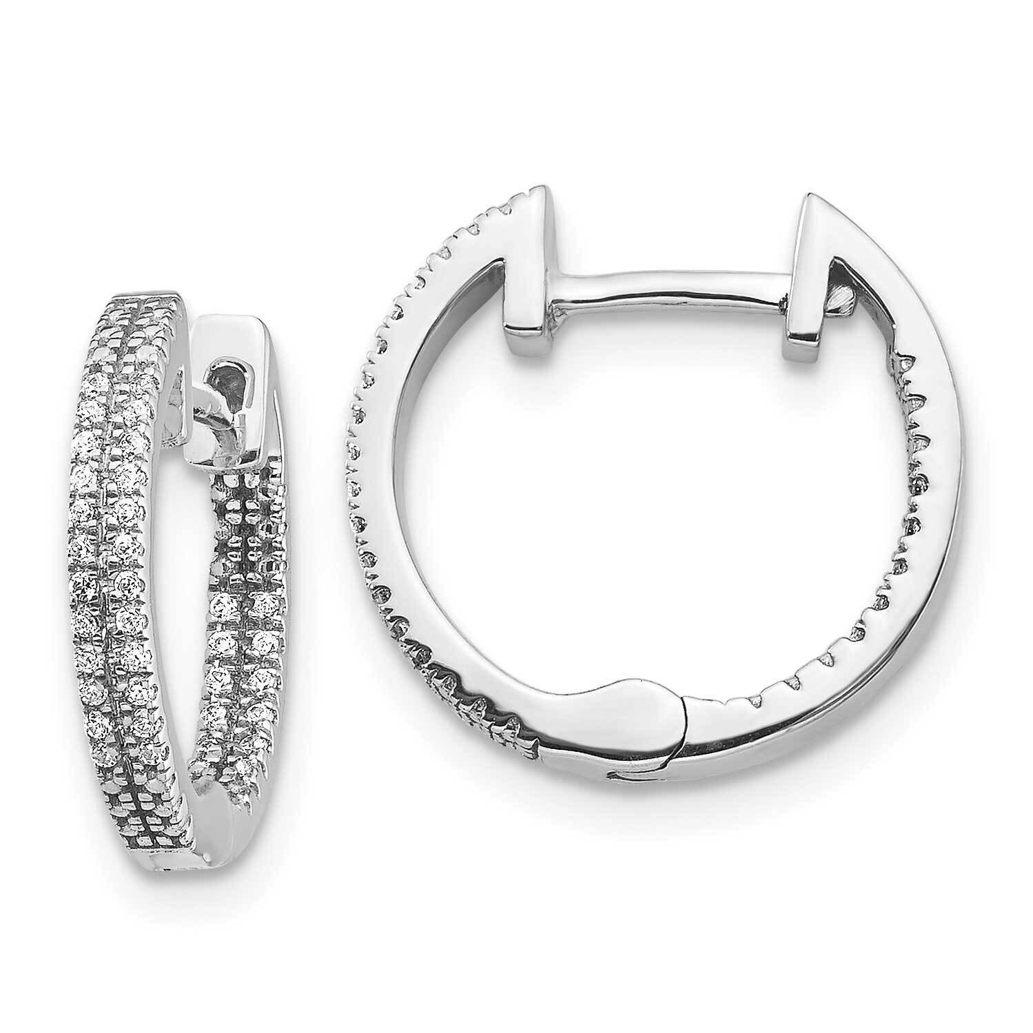 In &amp; Out Diamond Hinged Hoop Earrings 14k White Gold EM5428-020-WA, MPN: EM5428-020-WA, 191101417238