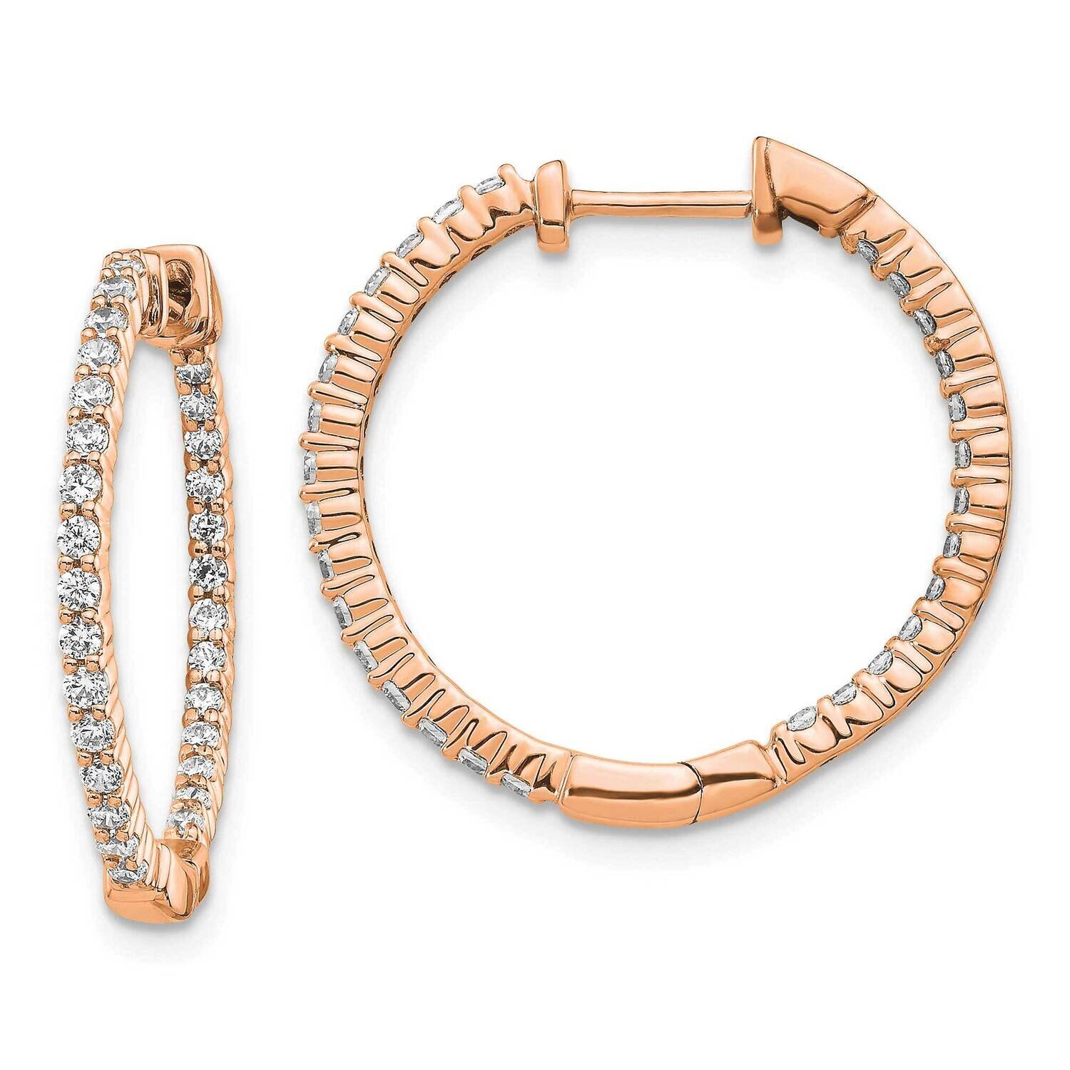 Diamond In and Out Hinged Hoop Earrings 14k Rose Gold Polished EM5431-062-RA, MPN: EM5431-062-RA, 1…