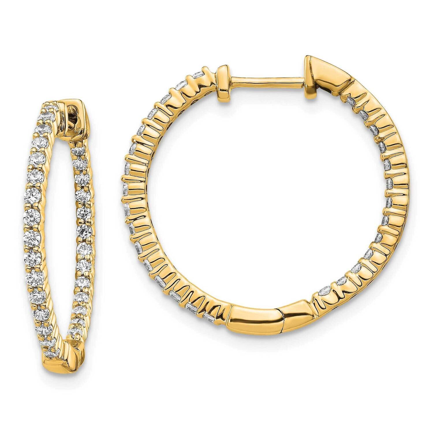 Polished Diamond In and Out Hinged Hoop Earrings 14k Gold EM5431-062-YA, MPN: EM5431-062-YA, 191101…