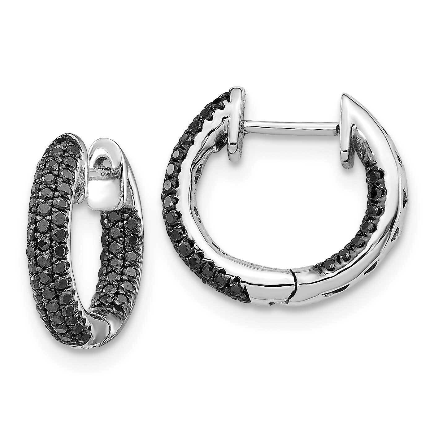 Black Diamond Hinged Hoop Earrings 14k White Gold EM5432-BK-040-WA, MPN: EM5432-BK-040-WA, 19110138…