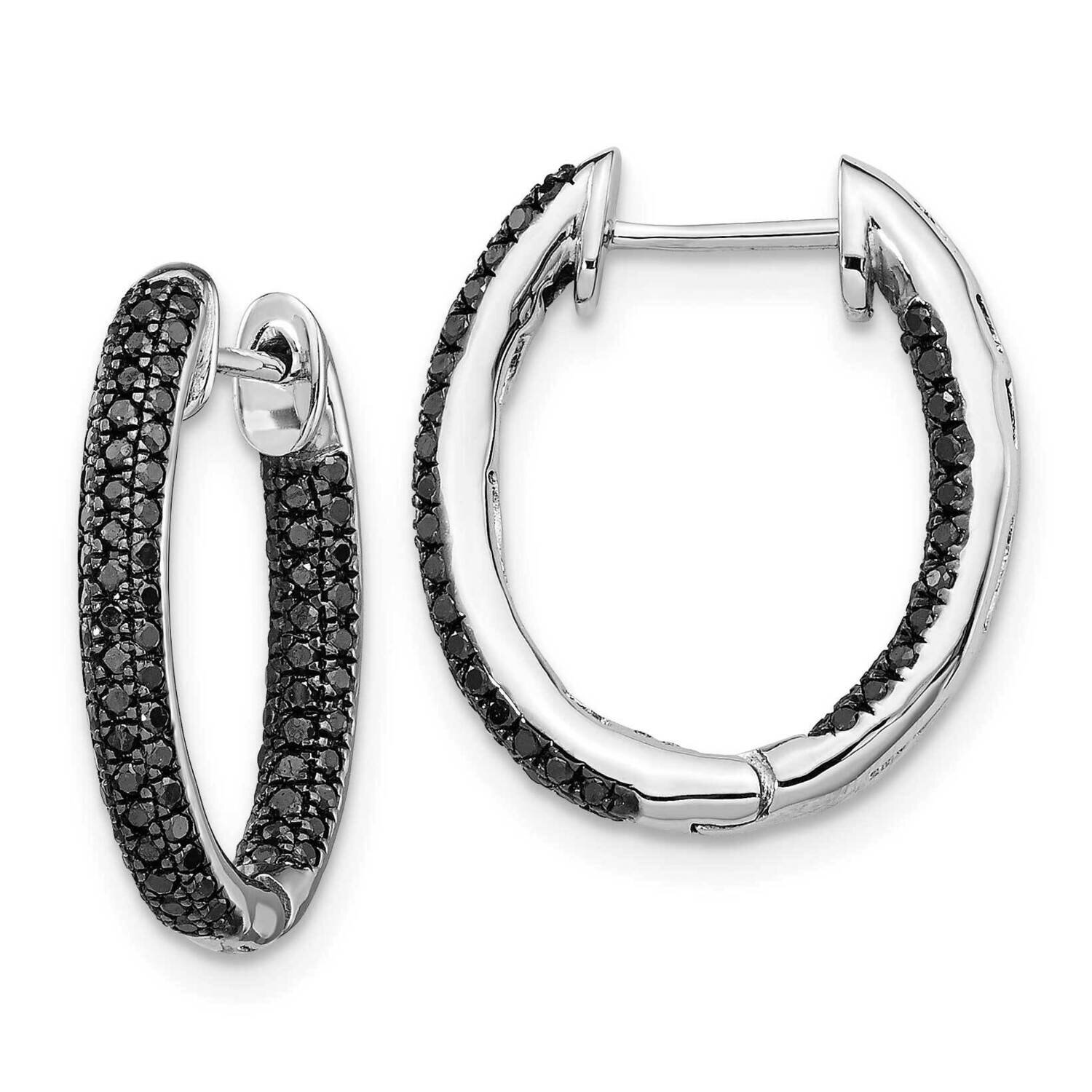 14K White Gold, All Black Diamond In-Out Hoop Earrings 14k White Gold EM5433-BK-050-WA, MPN: EM5433…