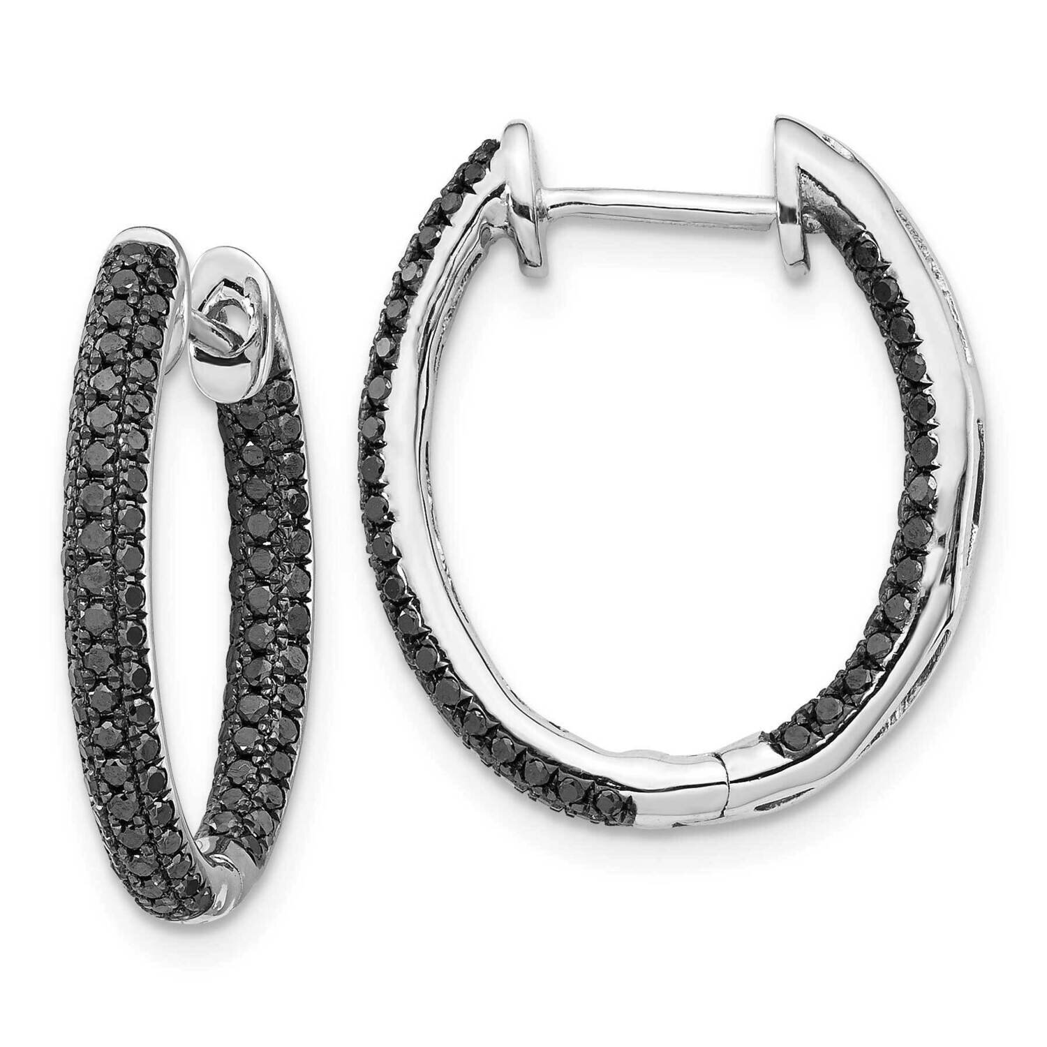 Black Diamond In-Out Hoop Earrings 14k White Gold EM5434-BK-088-WA, MPN: EM5434-BK-088-WA, 88395751…