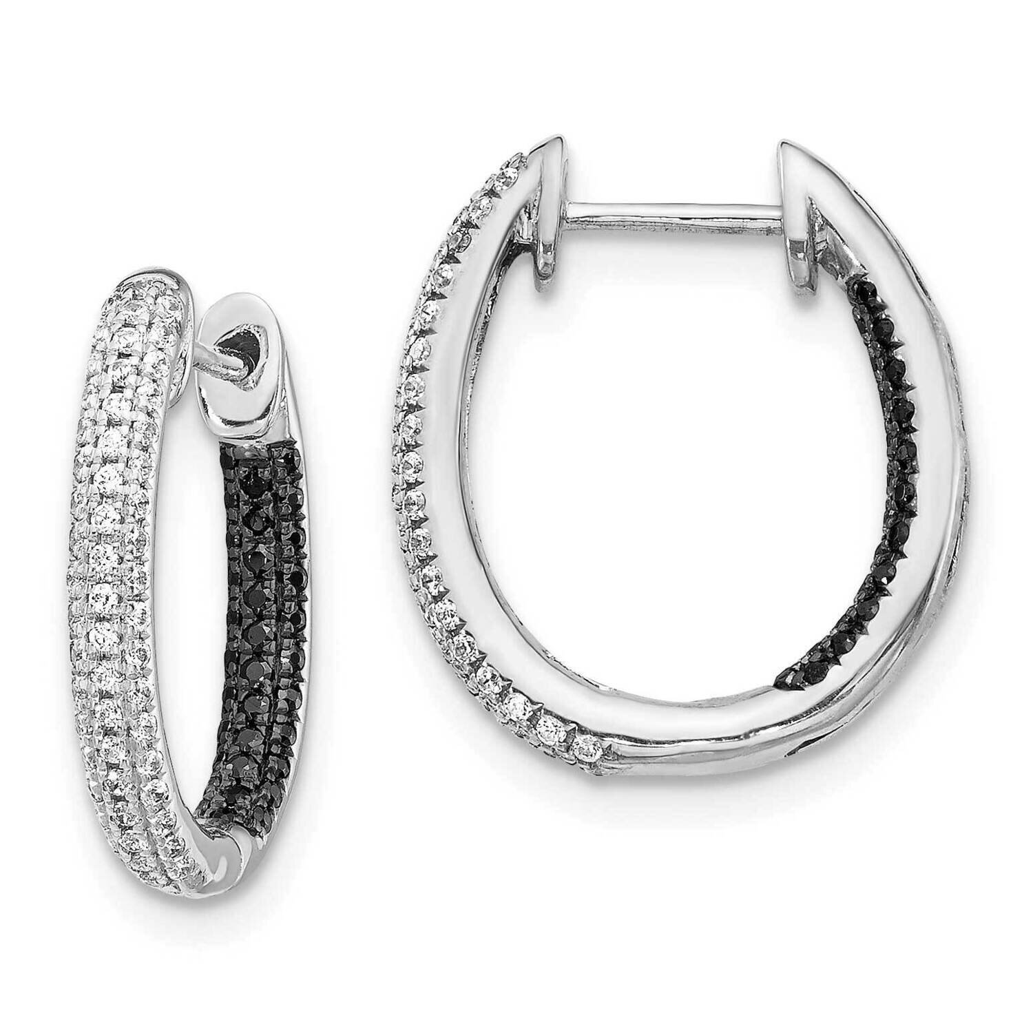 Black & White Diamond In-Out Hoop Earrings 14k White Gold EM5435-BK-055-WA