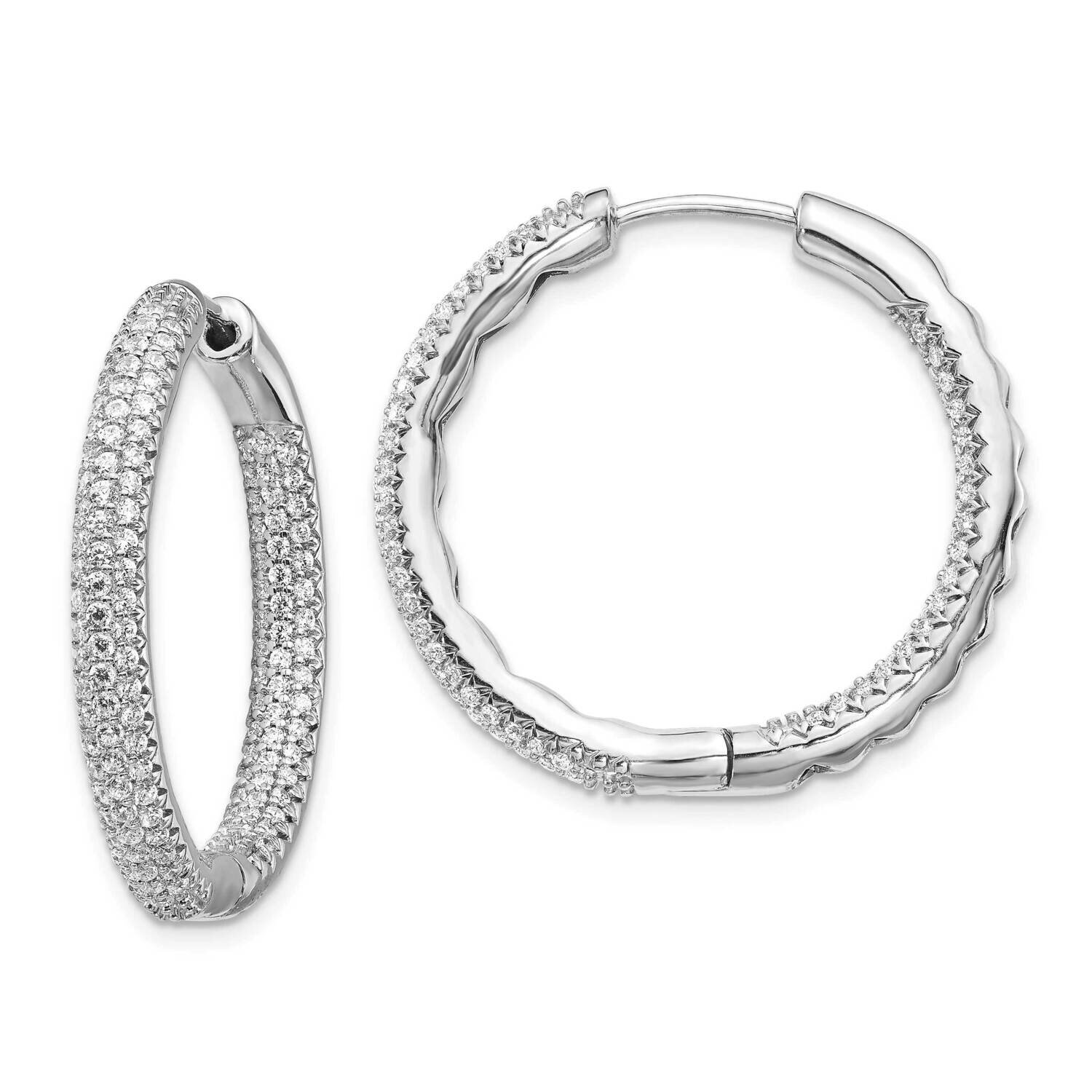 1 1/2Ctw Circle Hoop Diamond Earrings 14k White Gold EM5440-150-WA, MPN: EM5440-150-WA, 883957755403