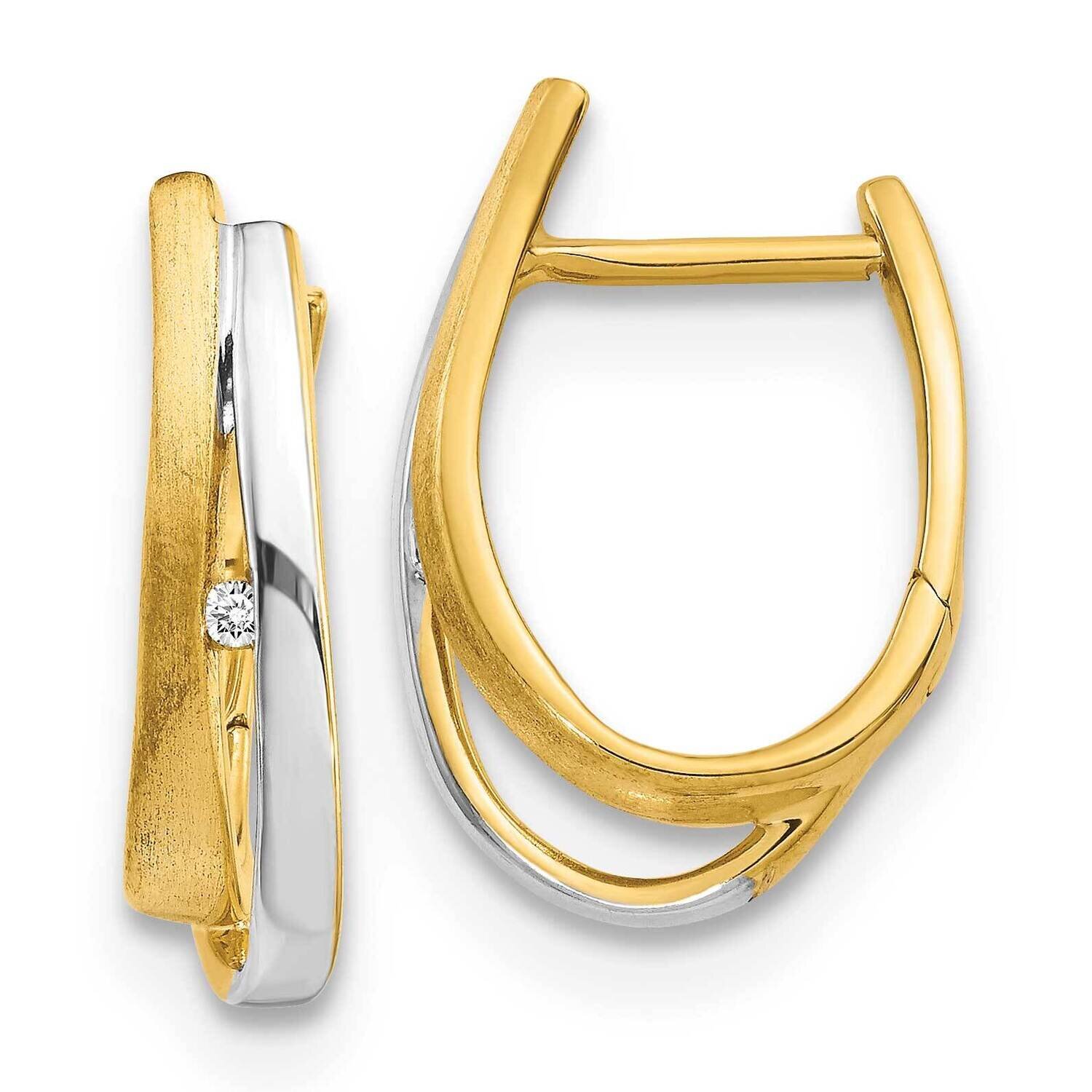 Diamond Hinged Hoop Earrings 14k Two-Tone Gold EM5443-004-YWA, MPN: EM5443-004-YWA, 883957414096