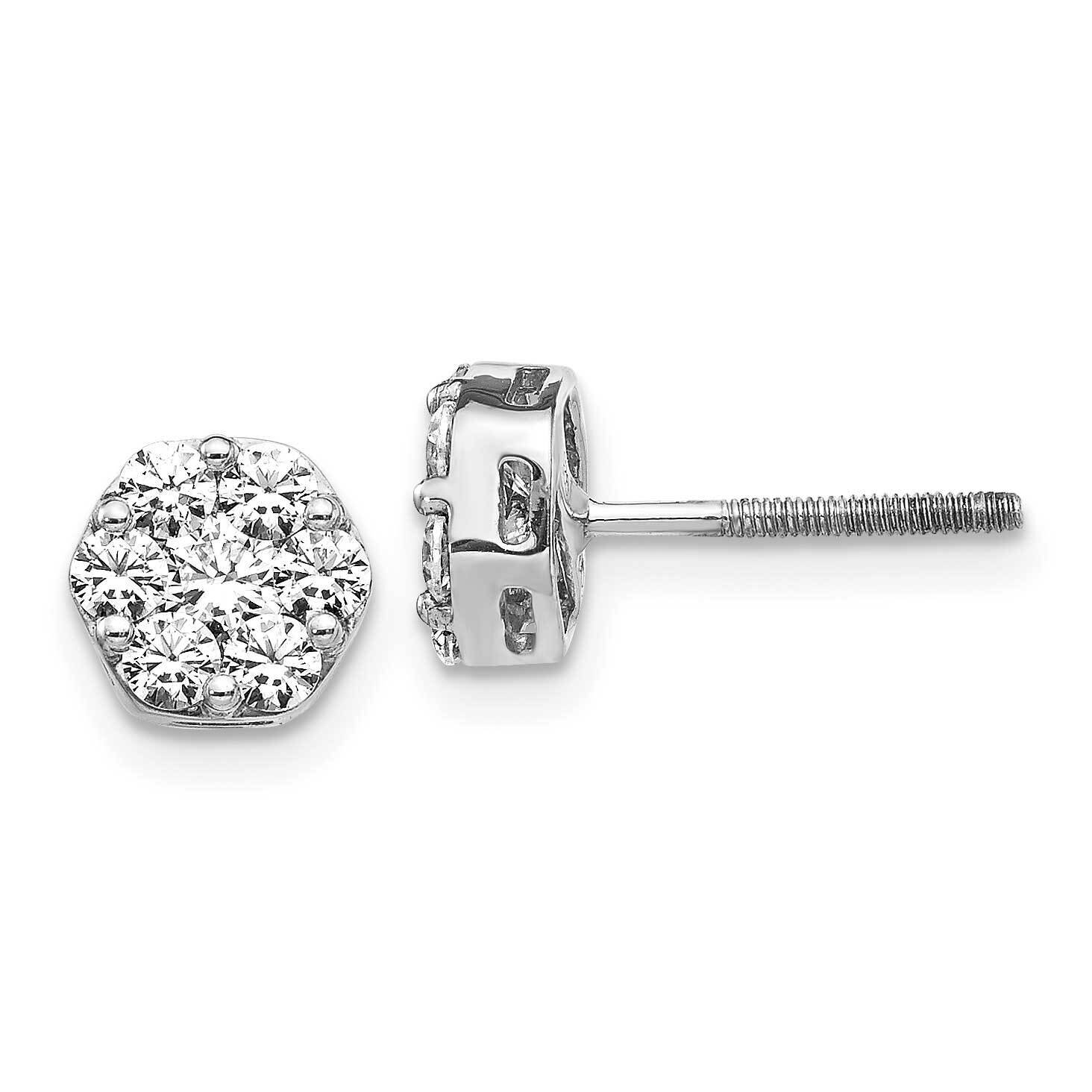 Cluster Screwback Earrings 14k White Gold Diamond EM5458-088-WA