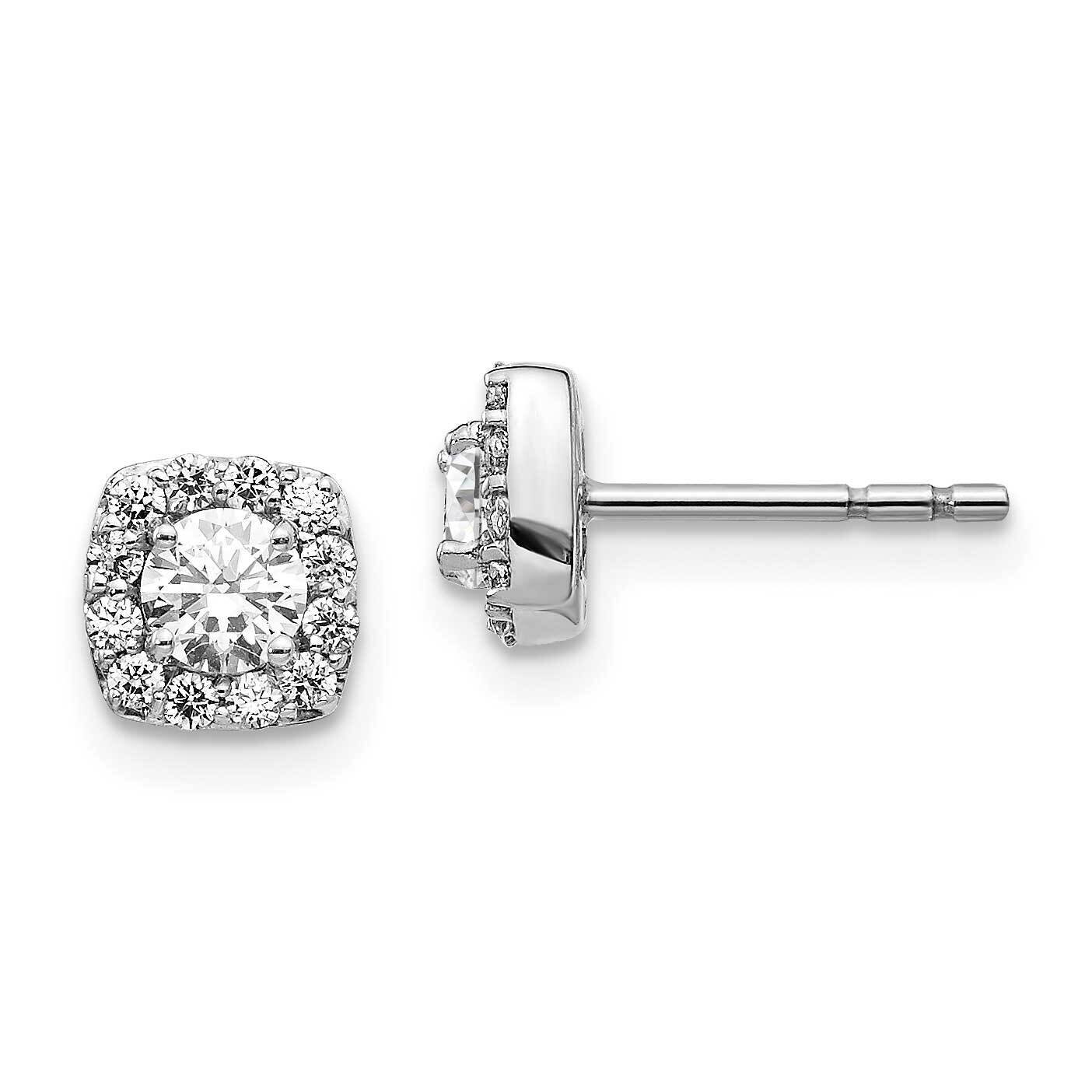 Square Cluster Diamond Earrings 14k White Gold EM5466-062-WA