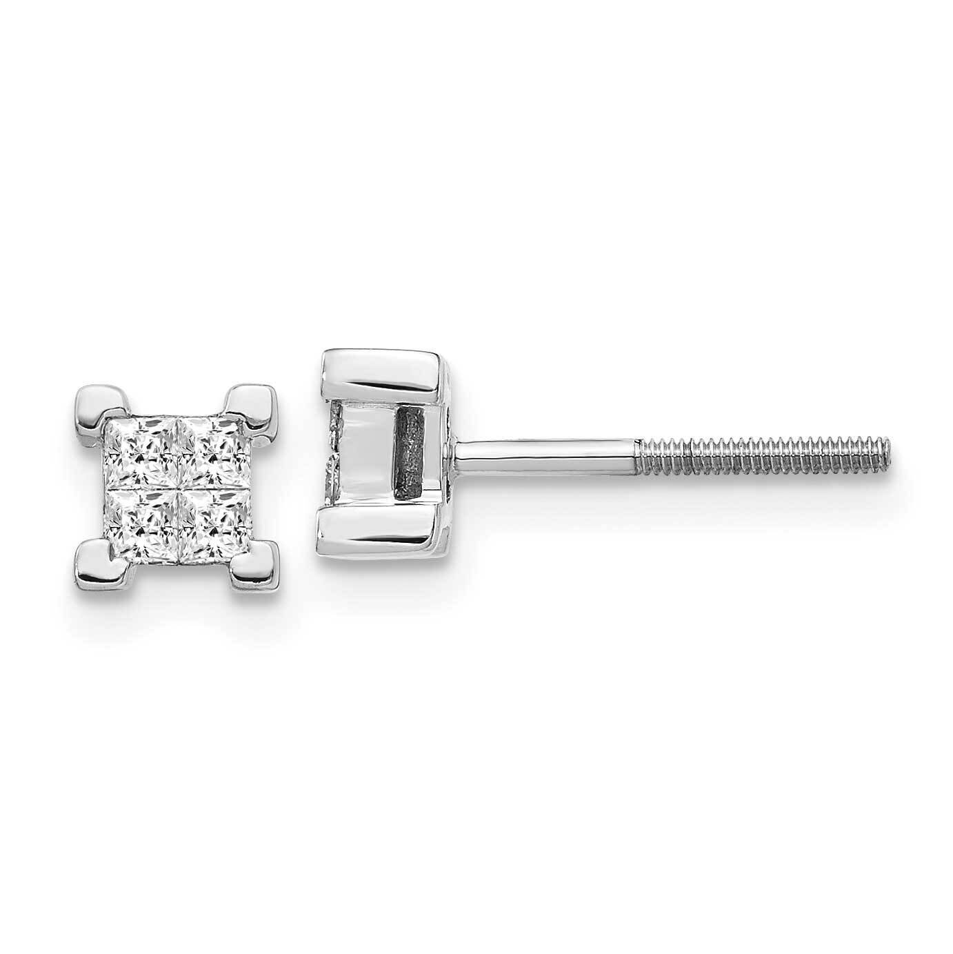 Princess Diamond Screwback Earrings 14k White Gold EM5469-033-WA, MPN: EM5469-033-WA, 883957375151