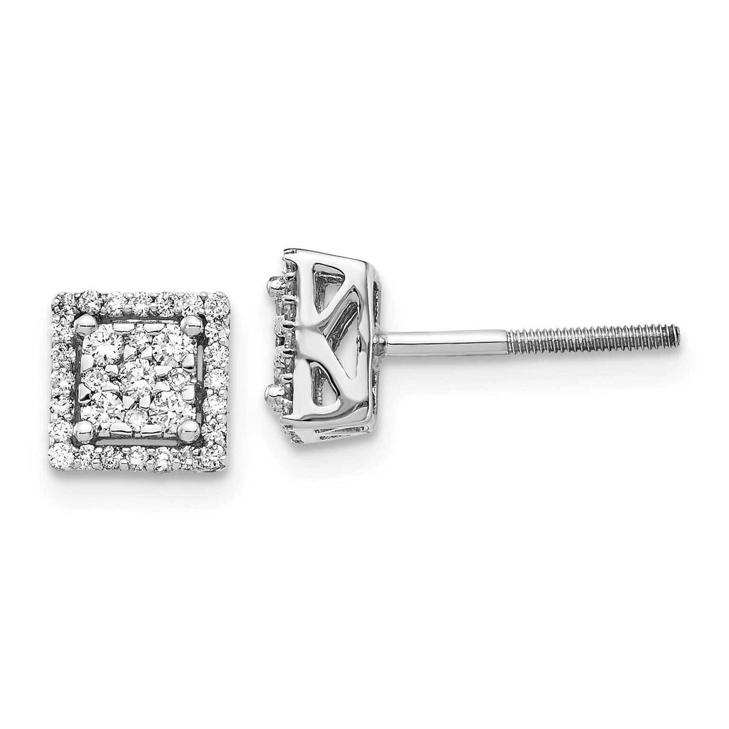 Square Screw Back Post Earrings 14k White Gold Diamond EM5470-033-WA, MPN: EM5470-033-WA, 883957445…