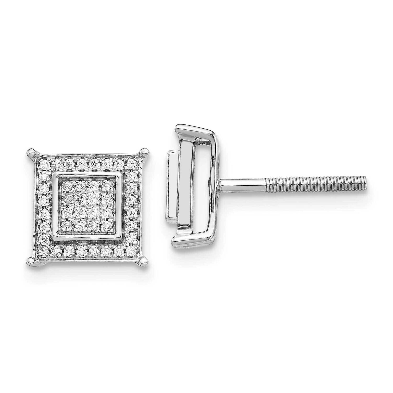 Small Double Square Bezel Post Earrings 14k White Gold Diamond EM5476-025-WA, MPN: EM5476-025-WA, 8…