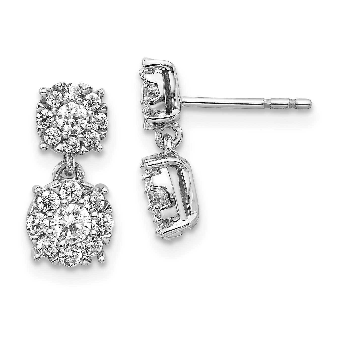 Cluster Dangle Earrings 14k White Gold Diamond EM5481-075-WA