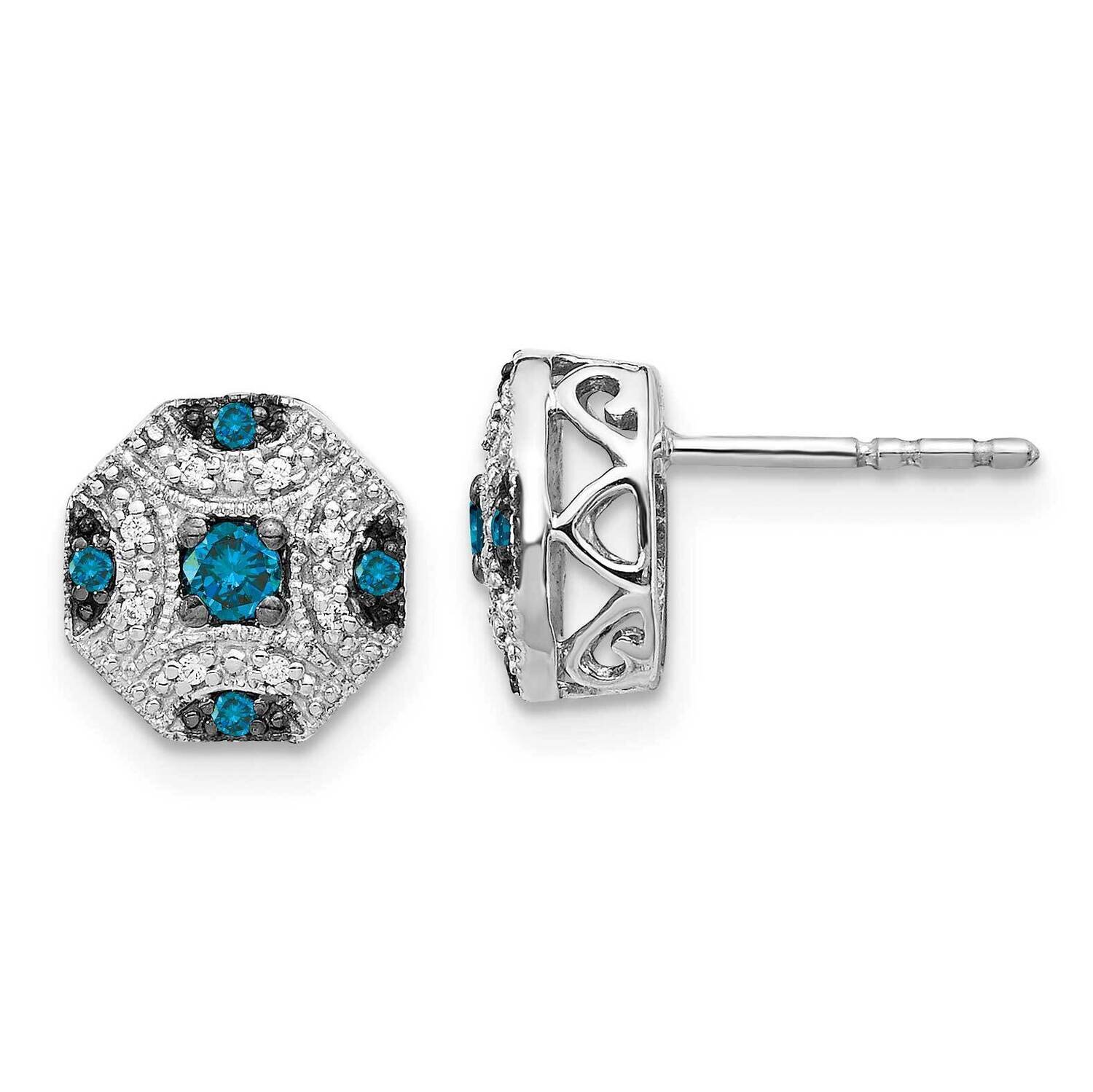 Fancy White &amp; Blue Diamond Post Earrings 14k White Gold EM5486-BD-025-WA, MPN: EM5486-BD-025-WA, 88…