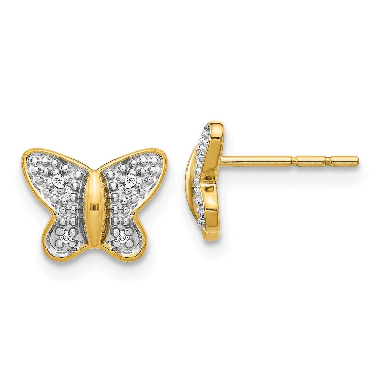 Rhodium Diamond Butterfly Post Earrings 14k Gold EM5504-002-YA, MPN: EM5504-002-YA, 883957464473