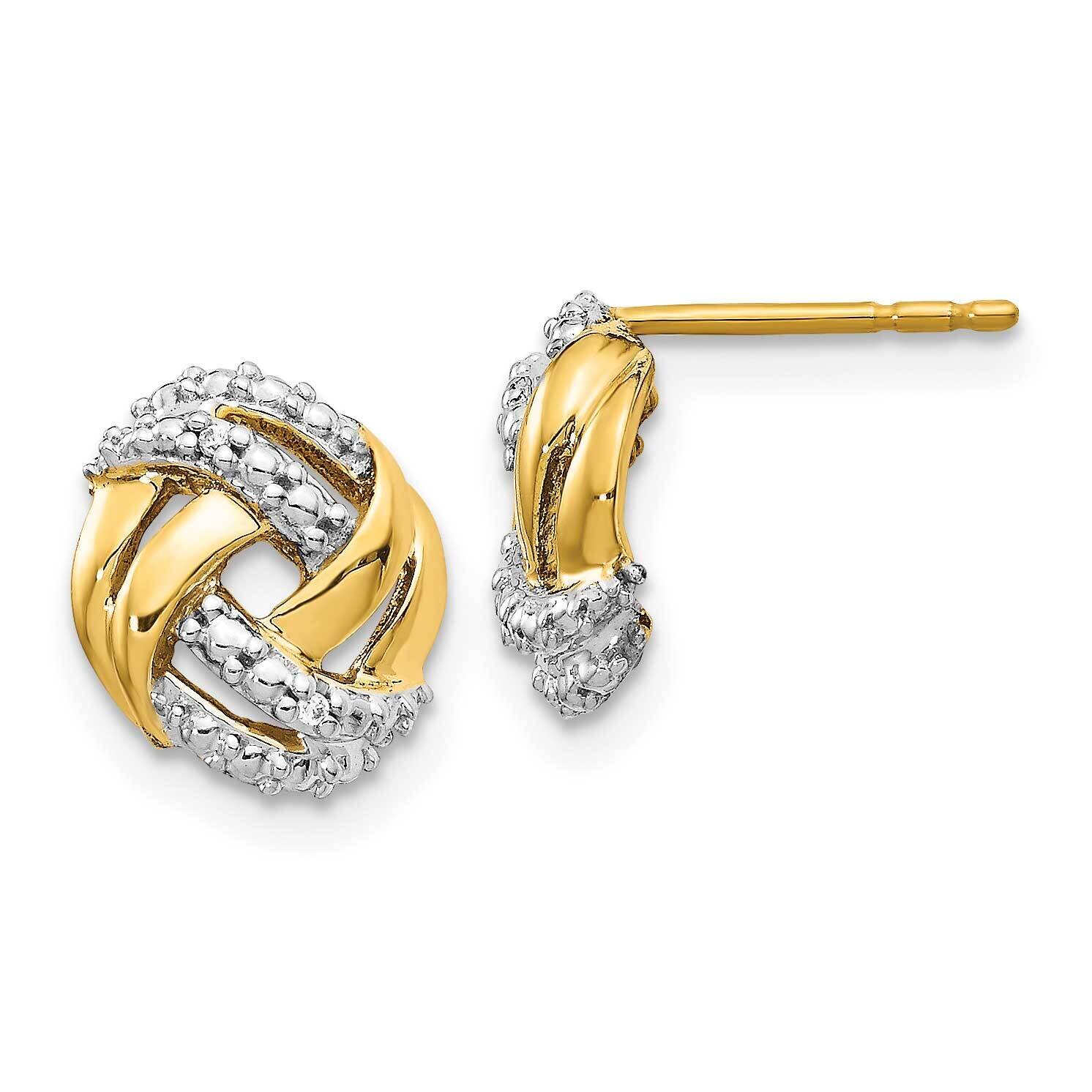 Rhodium Accents Round Post Earrings 14k Gold Diamond EM5509-001-YA, MPN: EM5509-001-YA, 883957206370