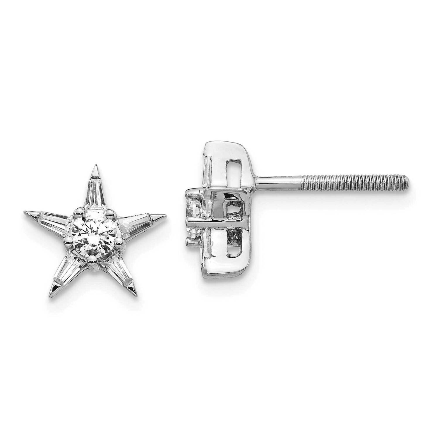 Star Shaped Earrings 14k White Gold Diamond EM5511-050-WA, MPN: EM5511-050-WA, 191101380419