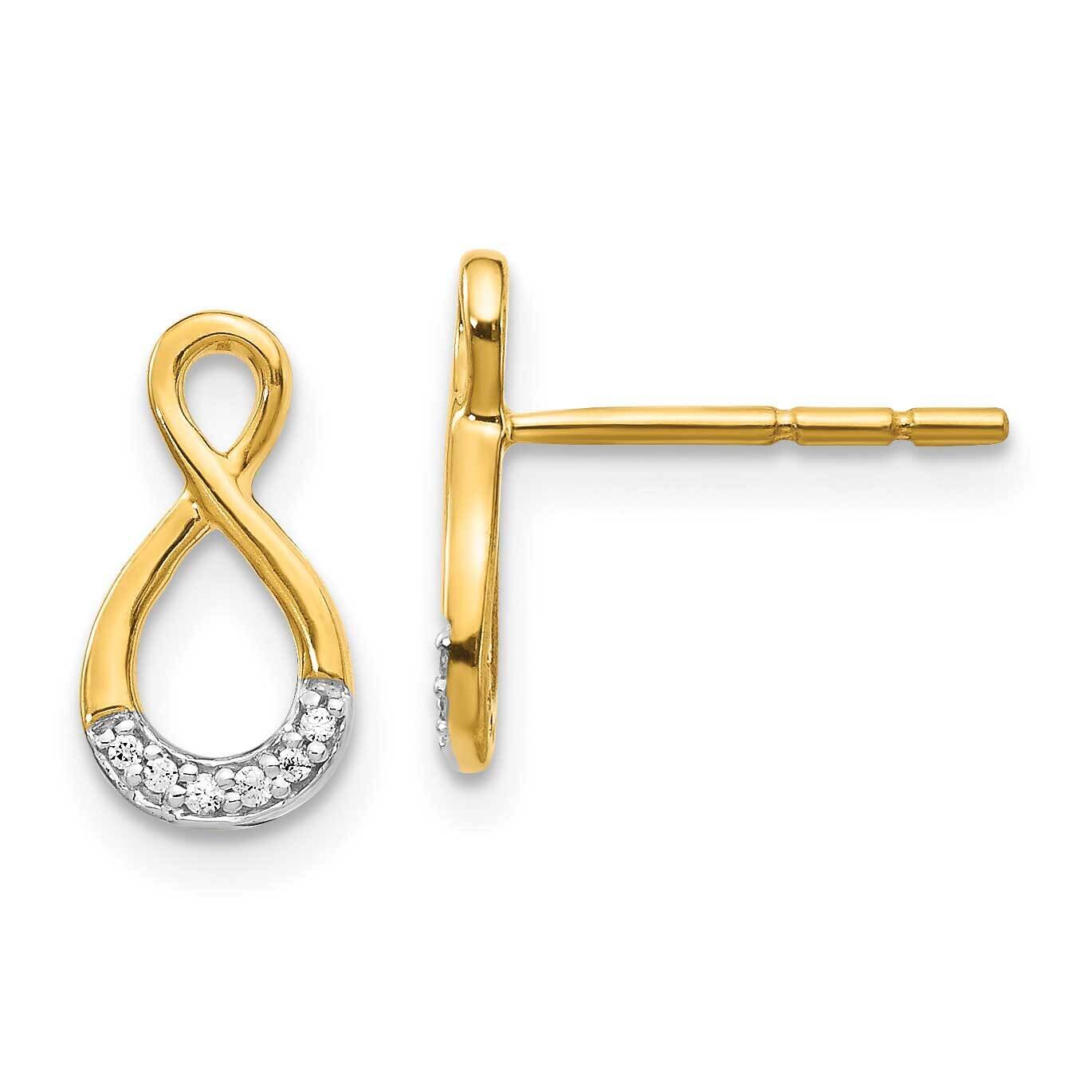 Diamond Post Earrings 14k Gold &amp; Rhodium EM5515-005-YA, MPN: EM5515-005-YA, 883957375915