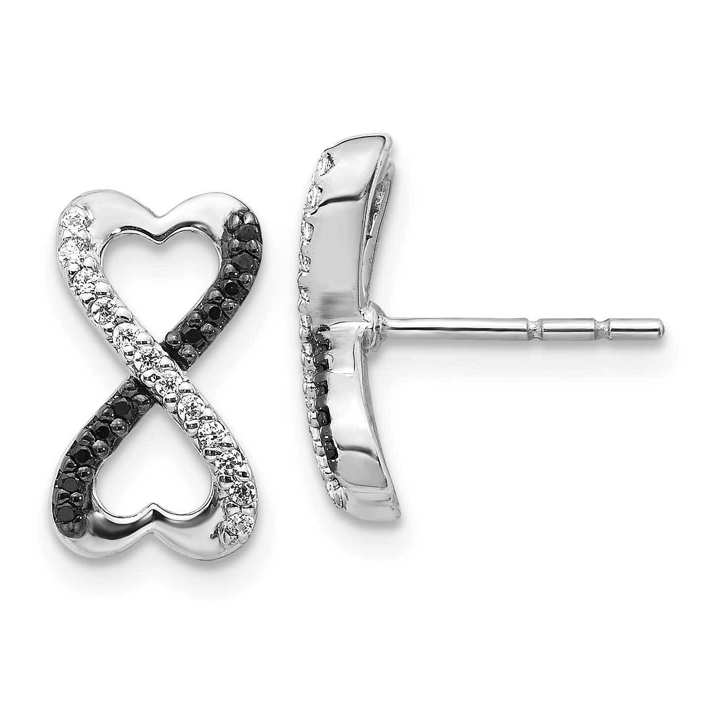 Black and White Diamond Infinity Heart Post Earrings 14k White Gold EM5516-BK-016-WA