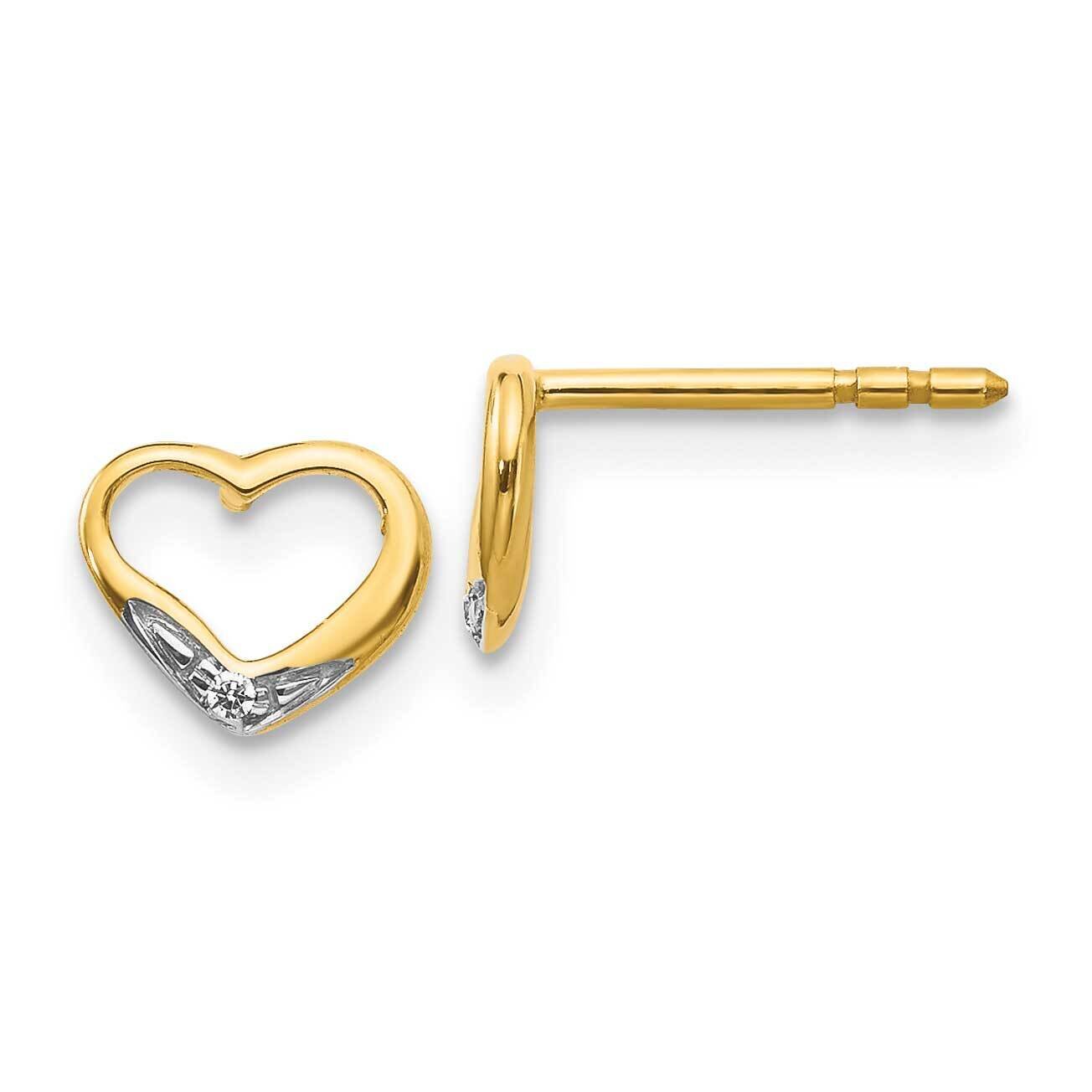 Diamond Heart Post Earrings 14k Gold &amp; Rhodium EM5518-001-YA, MPN: EM5518-001-YA, 883957484822