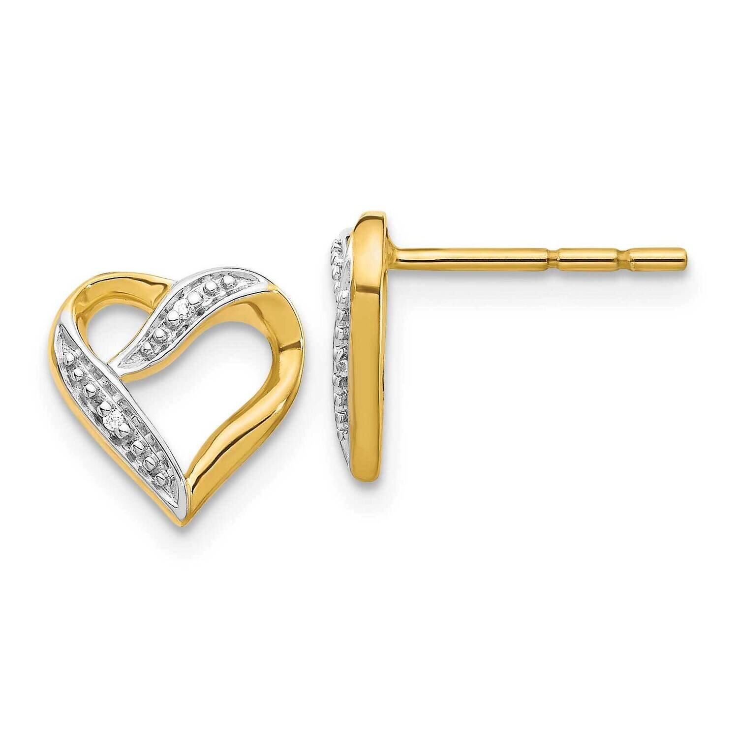Marquise Diamond Heart Post Earrings 14k Gold &amp; Rhodium EM5519-002-YA, MPN: EM5519-002-YA, 88395744…