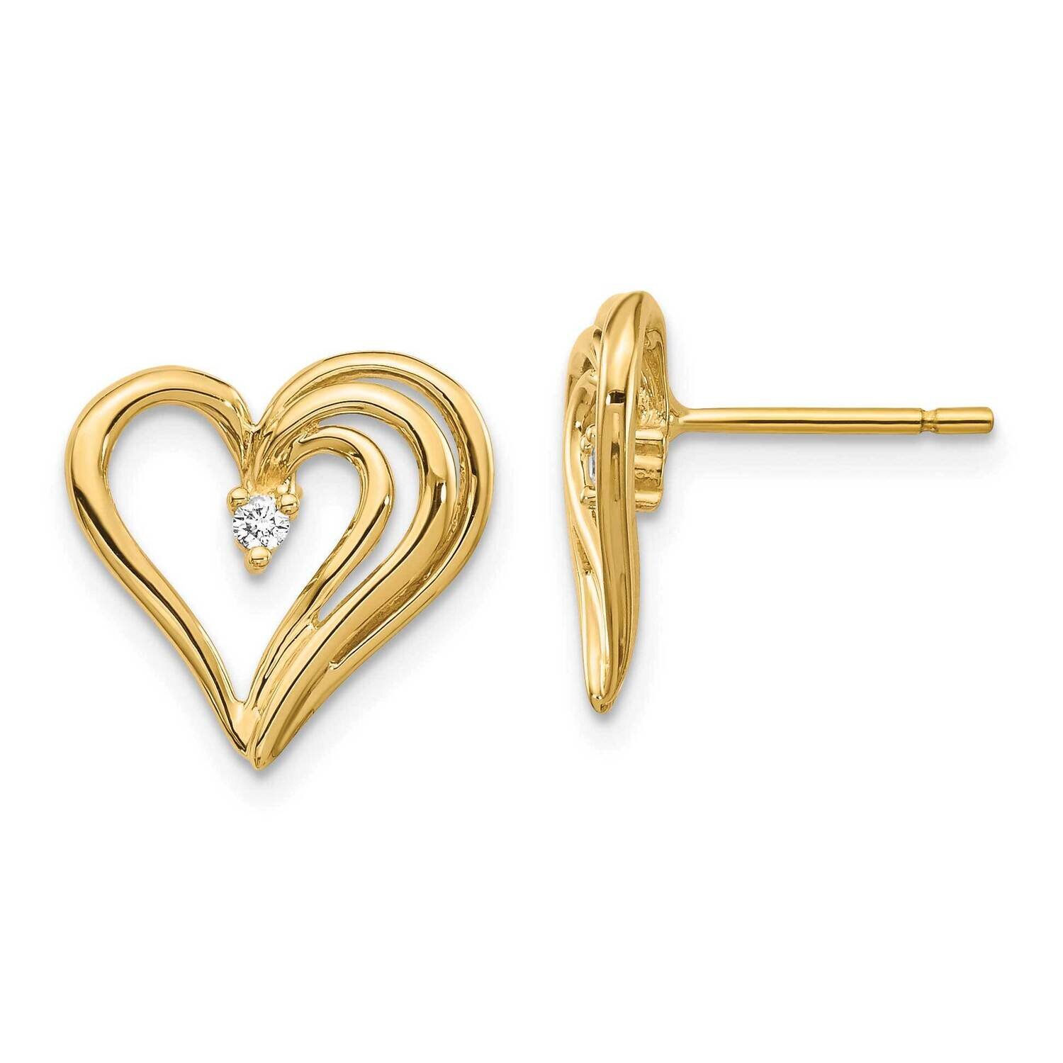 Heart Earring 14k Gold AA Diamond EM5524-004-YA, MPN: EM5524-004-YA, 883957092041