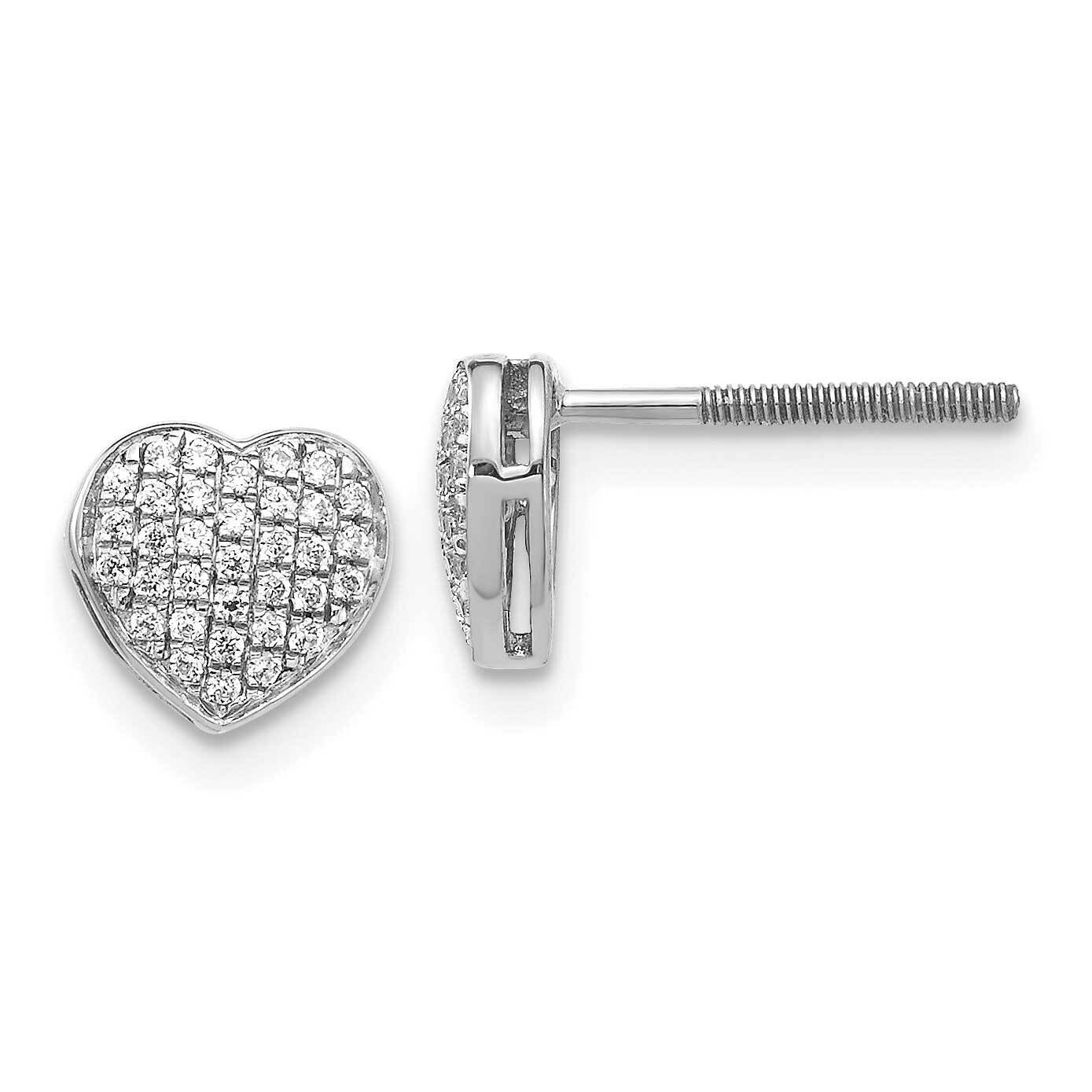 Heart Screw Back Post Earrings 14k White Gold Diamond EM5525-020-WA, MPN: EM5525-020-WA, 8839574645…