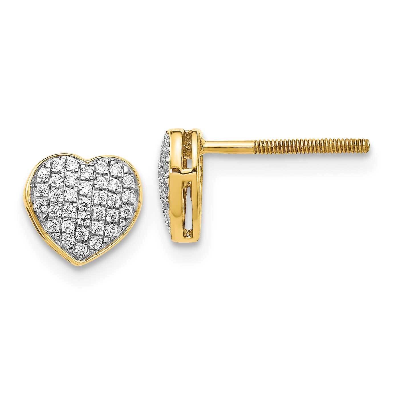 Heart Screw Back Post Earrings 14k Gold Diamond EM5525-020-YA, MPN: EM5525-020-YA, 883957273488