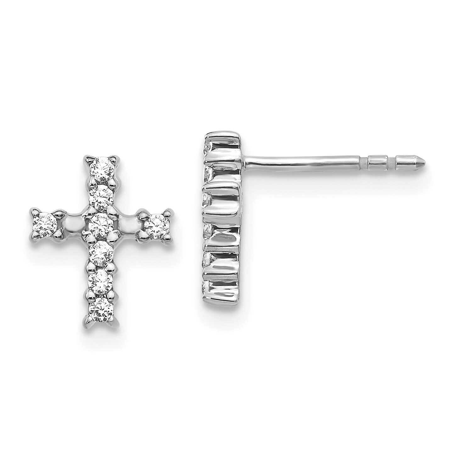 Polished Diamond Cross Post Earrings 14k White Gold EM5533-020-WA