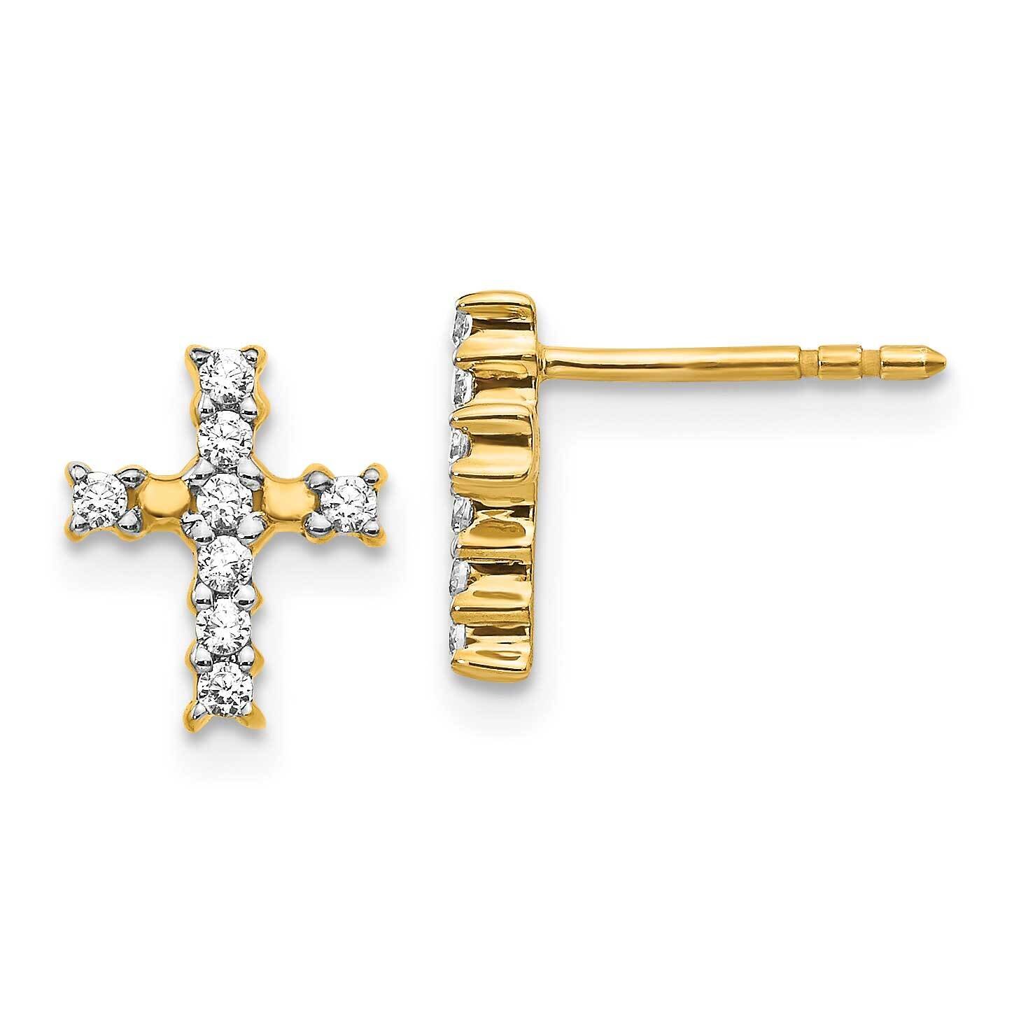 Polished Diamond Cross Post Earrings 14k Gold EM5533-020-YA, MPN: EM5533-020-YA, 883957664279