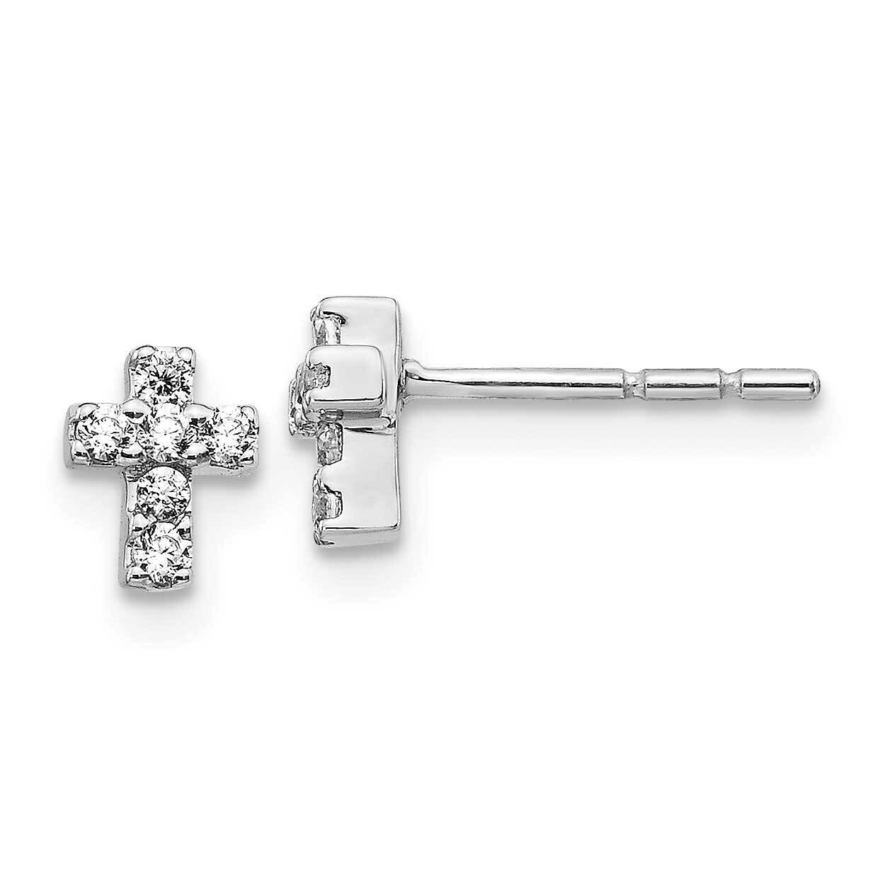 Cross Earrings 14k White Gold Diamond EM5535-016-WA