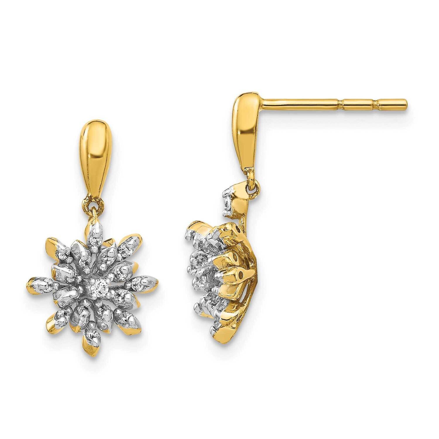 Flower Post Dangle Earrings 14k Gold Diamond EM5540-016-YA