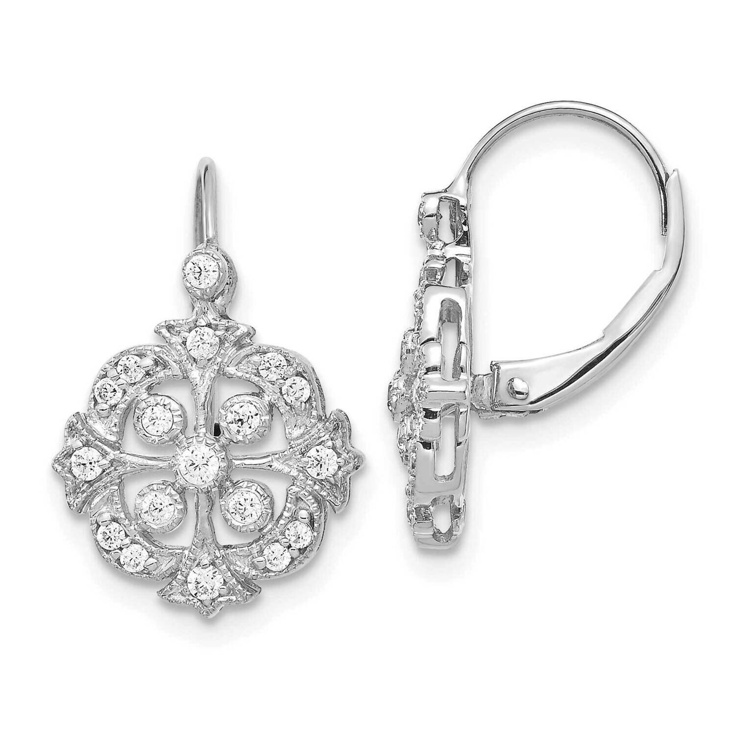 Leverback Earrings 14k White Gold Diamond EM5546-033-WA, MPN: EM5546-033-WA, 883957206448