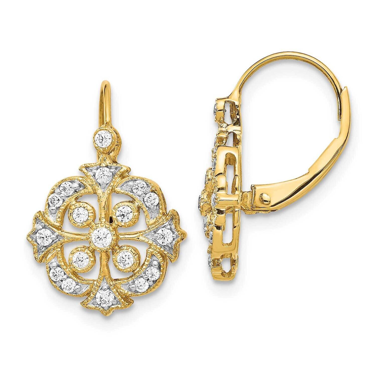 Leverback Earrings 14k Gold Diamond EM5546-033-YA