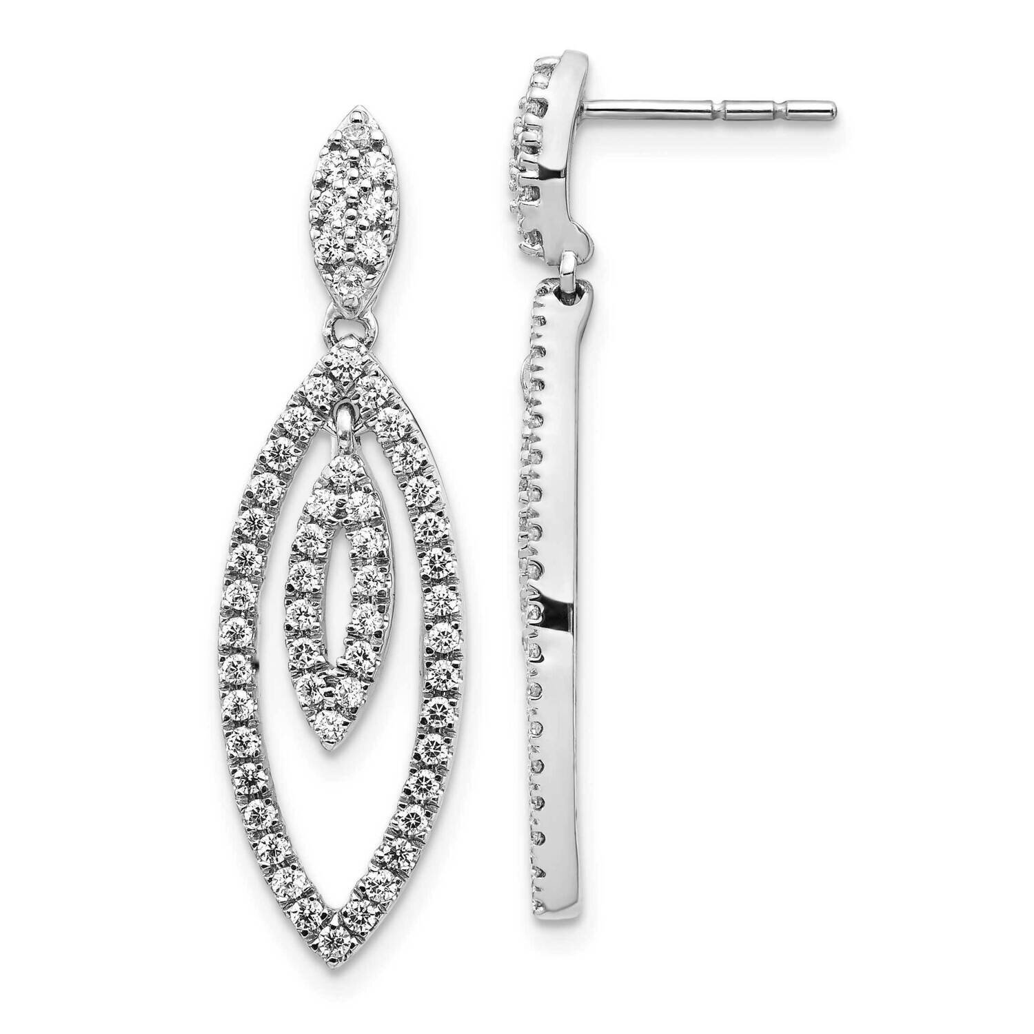Post Earrings 14k White Gold Diamond EM5559-100-WA, MPN: EM5559-100-WA, 883957414768