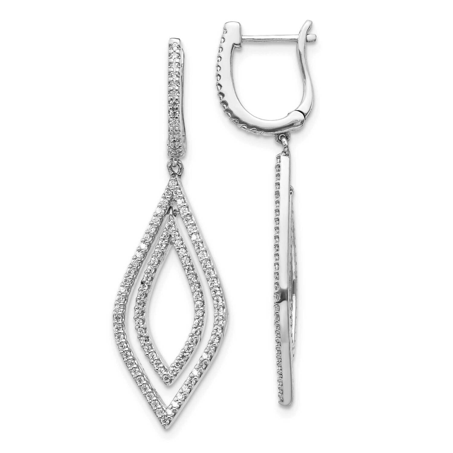 Teardrop Hinged Dangle Earrings 14k White Gold Diamond EM5562-075-WA