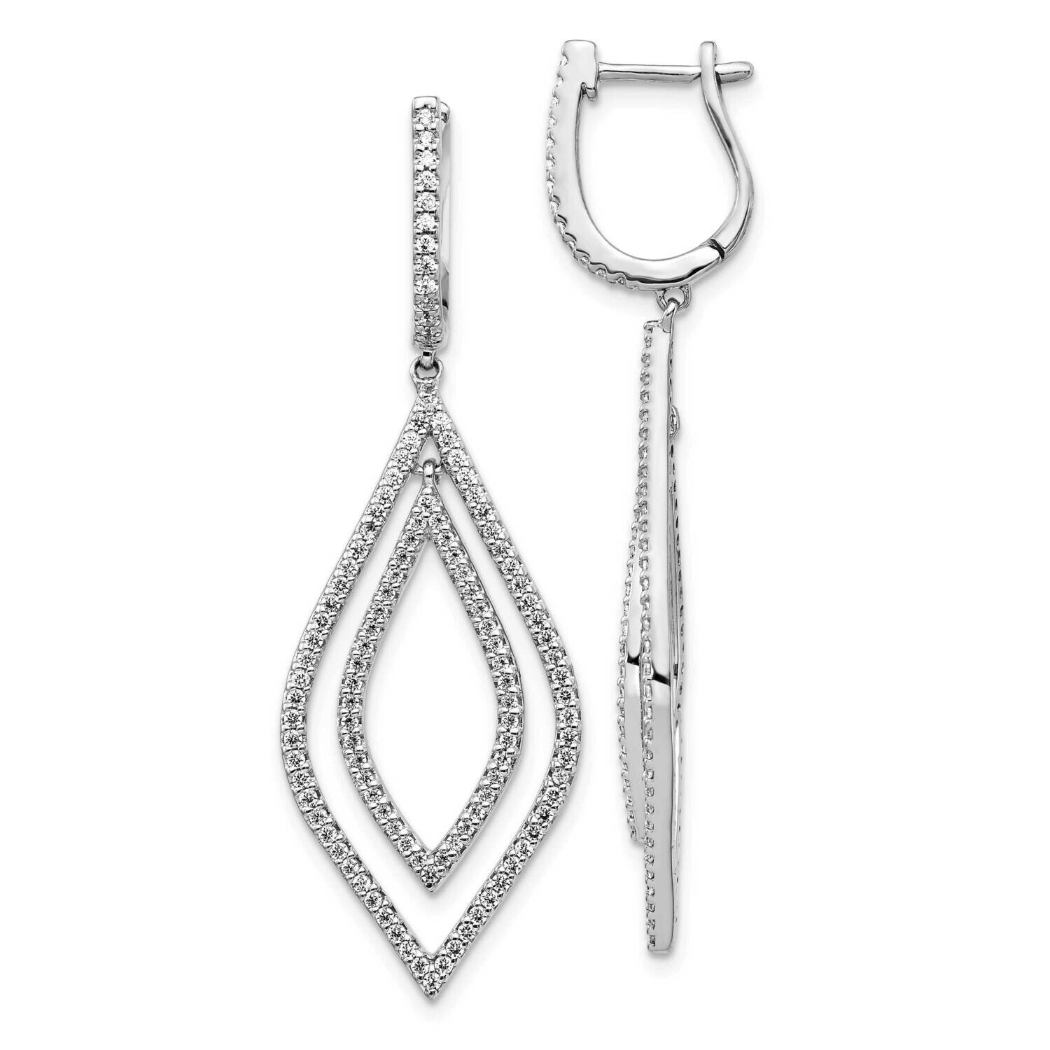 Teardrop Hinged Dangle Earrings 14k White Gold Diamond EM5562-110-WA