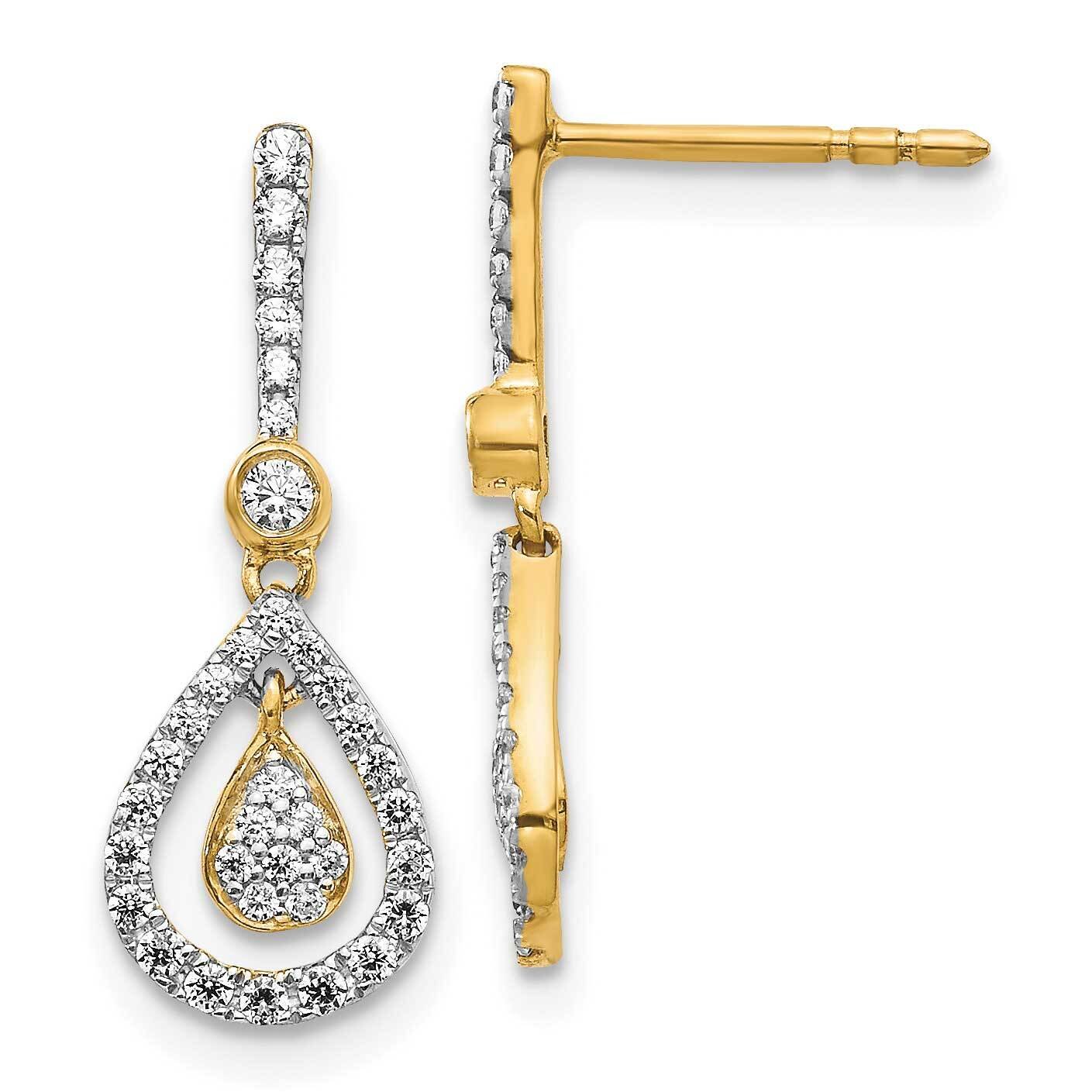 Fancy Teardrop Dangle Post Earrings 14k Gold Diamond EM5564-040-YA, MPN: EM5564-040-YA, 883957273785