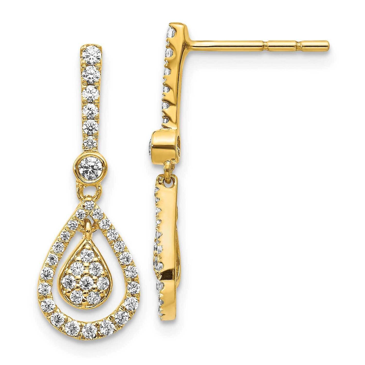 Fancy Teardrop Dangle Post Earrings 14k Gold Diamond EM5564-050-YA, MPN: EM5564-050-YA, 883957464688