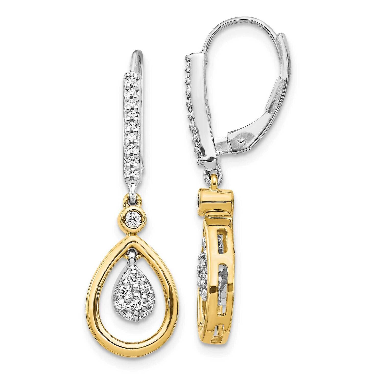 Oval Cluster Diamond Leverback Earring 14k Two-Tone Gold EM5569-025-WYA, MPN: EM5569-025-WYA, 84364…